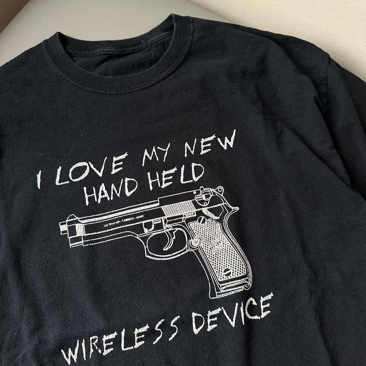 Other Vintage 90s Gun Handheld Love Sketch Black Quote Shirt Size US XL / EU 56 / 4 - 2 Thumbnail
