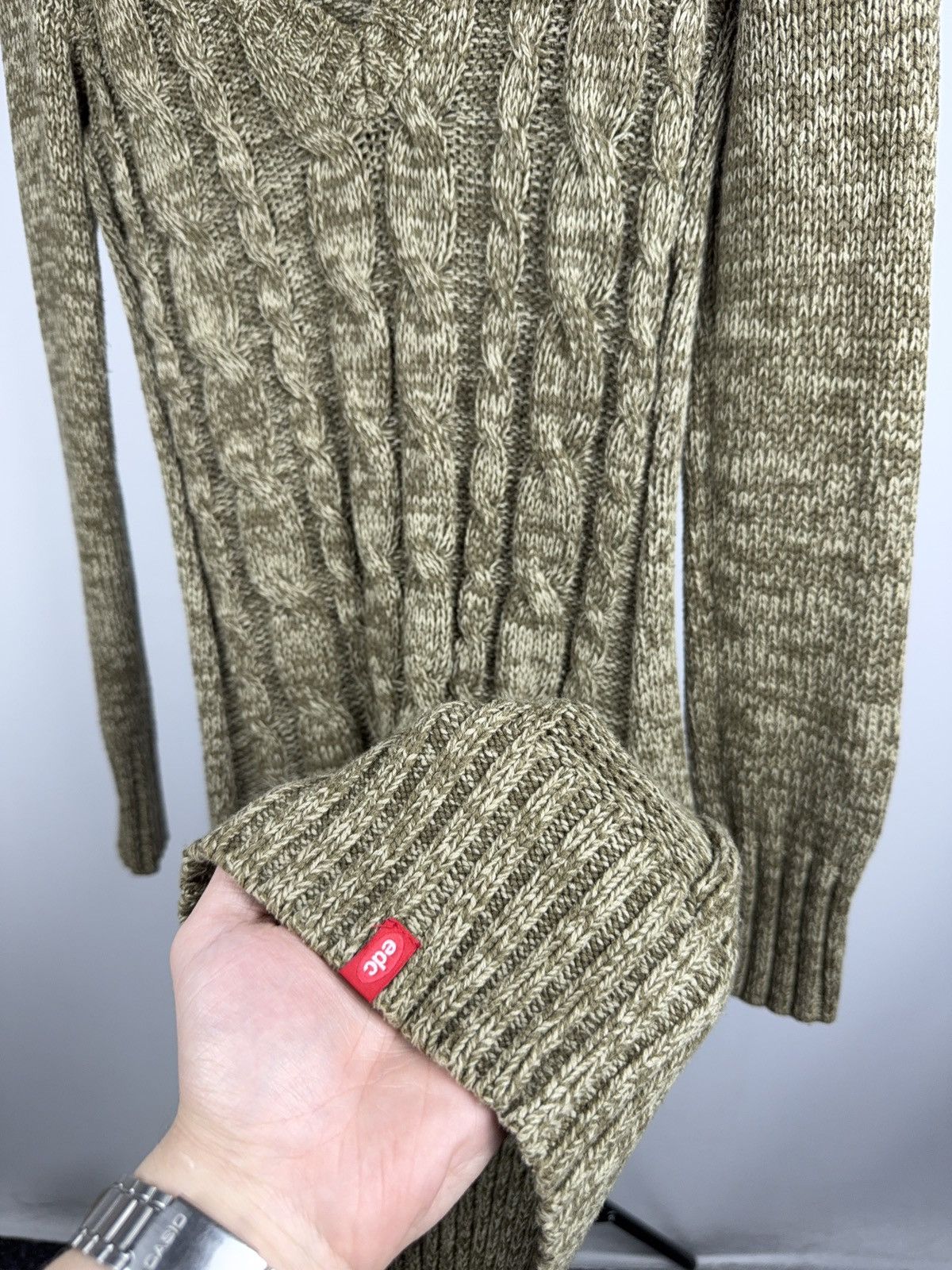 Japanese Brand Avant Garde Japanese 00s Cable Knit Sweater Dress Olive XS Size XS / US 0-2 / IT 36-38 - 7 Thumbnail