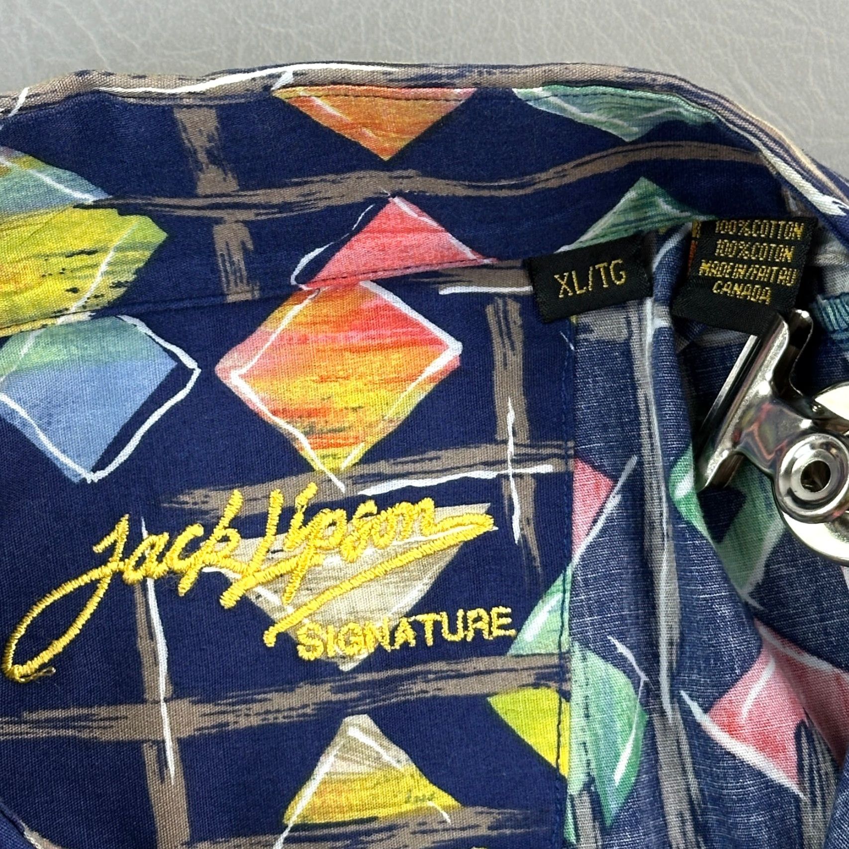 Vintage VINTAGE Jack Lipson Signature Shirt Mens XL Blue Abstract Geometric Button Up Shirt Mens XL Blue Abstract Geometric Button Up Size US XL / EU 56 / 4 - 3 Thumbnail