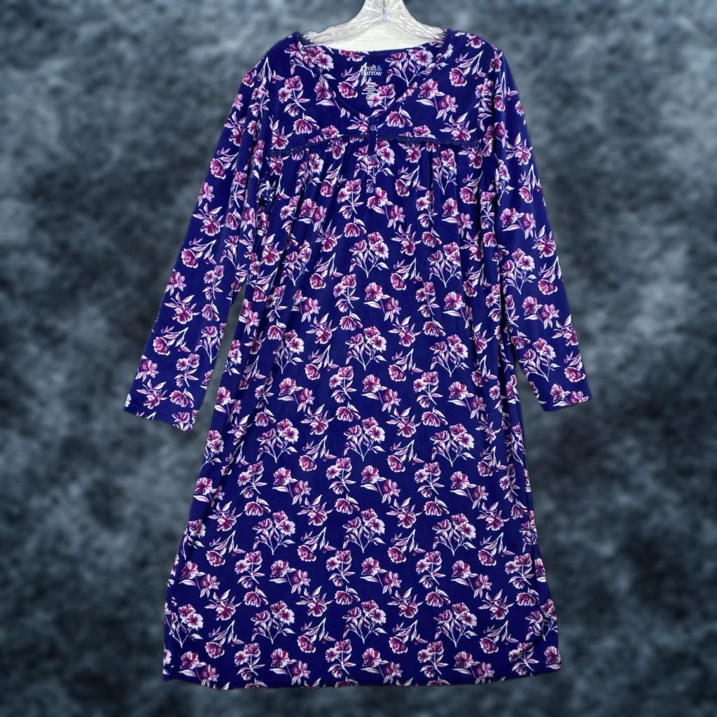 Croft & Barrow Croft & Barrow Floral Nightgown Sz L Long Sleeve Sleepwear Comfy Blue Pullover Size L / US 10 / IT 46 - 1 Thumbnail