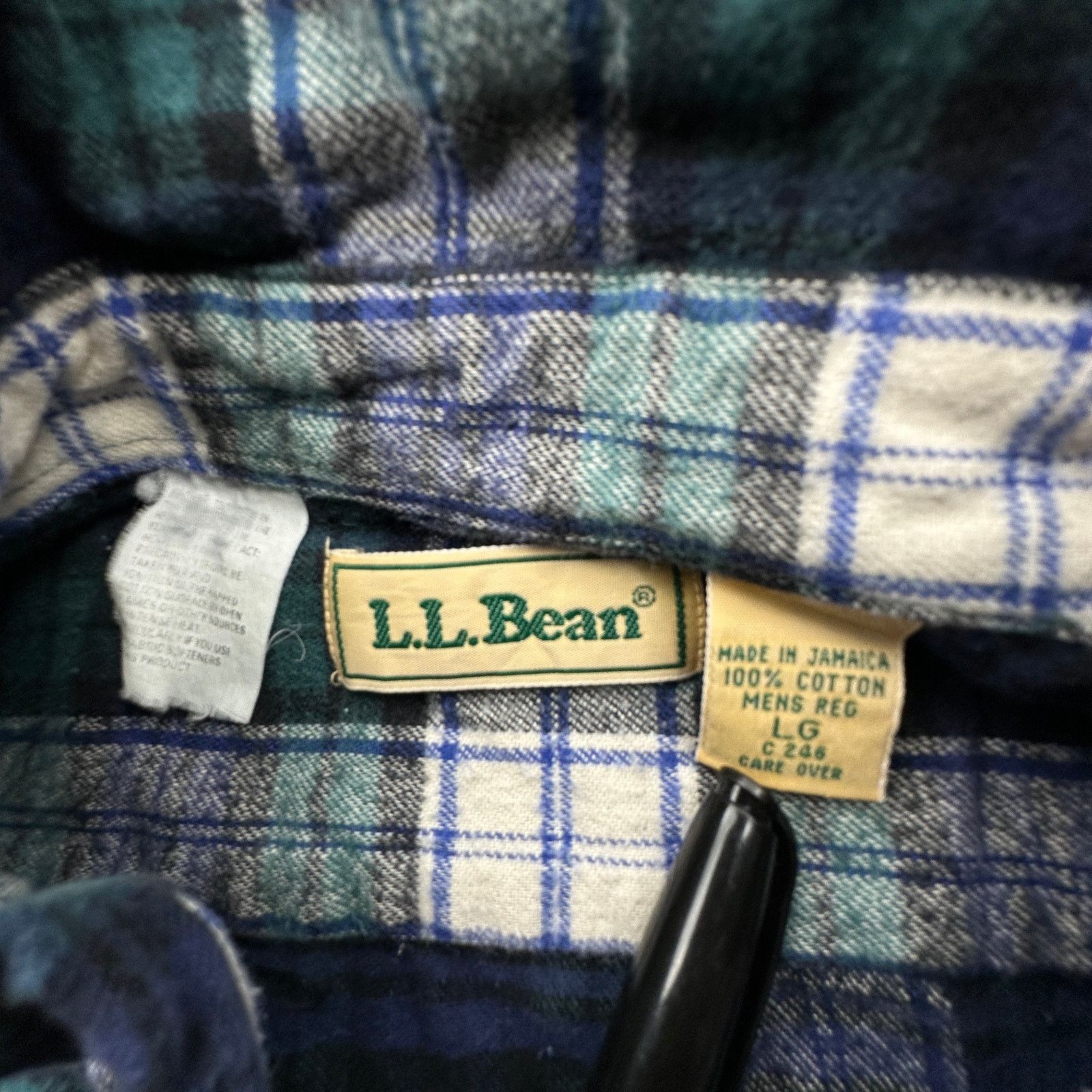L.L. Bean Vintage LL Bean Green Plaid Flannel Button Up L Button Down Size US L / EU 52-54 / 3 - 3 Thumbnail