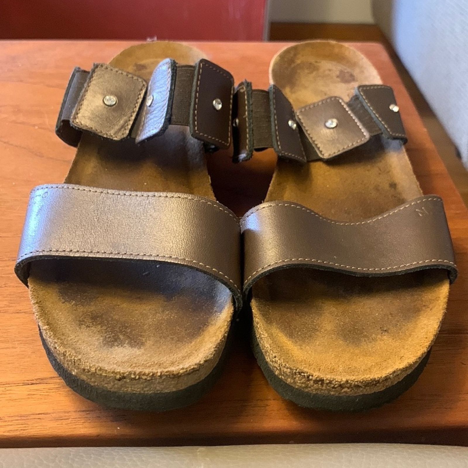 Vintage Naot Ashley metallic bronze leather sandals "gems" on strap Size US 9 / IT 39 - 4 Thumbnail