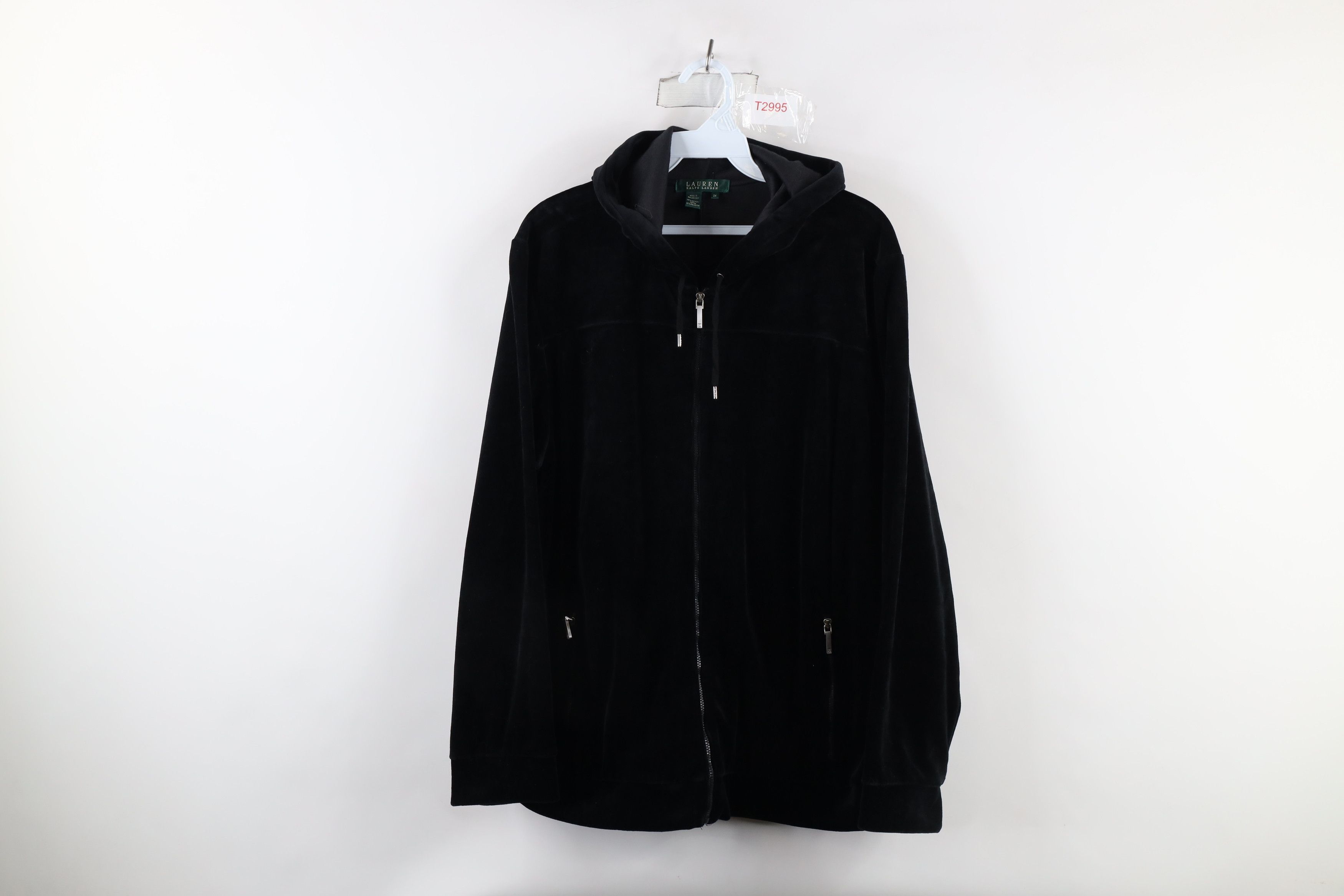 Ralph Lauren × Vintage Vintage 90s Ralph Lauren Full Zip Hoodie Sweatshirt Black Size XXL / US 16-18 / IT 52-54 - 1 Thumbnail