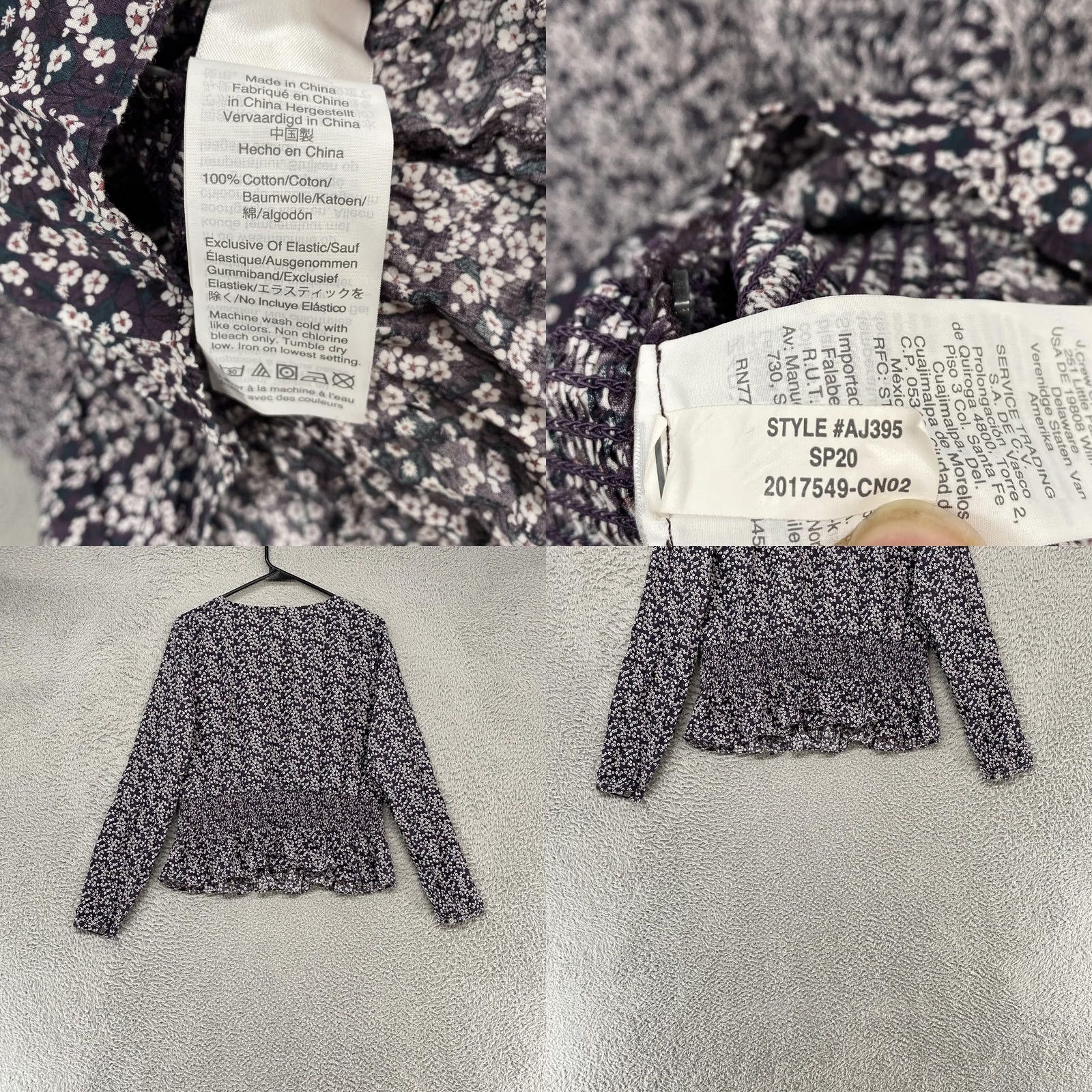 J.Crew J.Crew Liberty Floral Blouse Womens Large Blue Smocked Peplum Ruffle Top Size L / US 10 / IT 46 - 8 Thumbnail