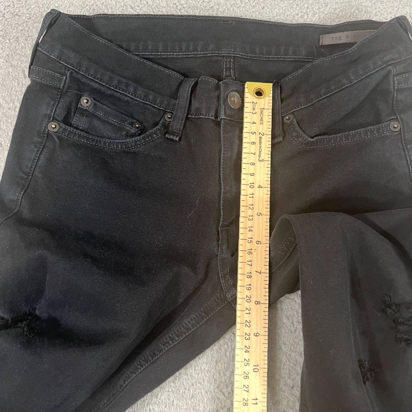 Rag & Bone VINTAGE? Wait it's Rag & Bone Ankle Skinny Jeans Womens 28 Black Stretch Distressed Size 28" / US 6 / IT 42 - 7 Thumbnail