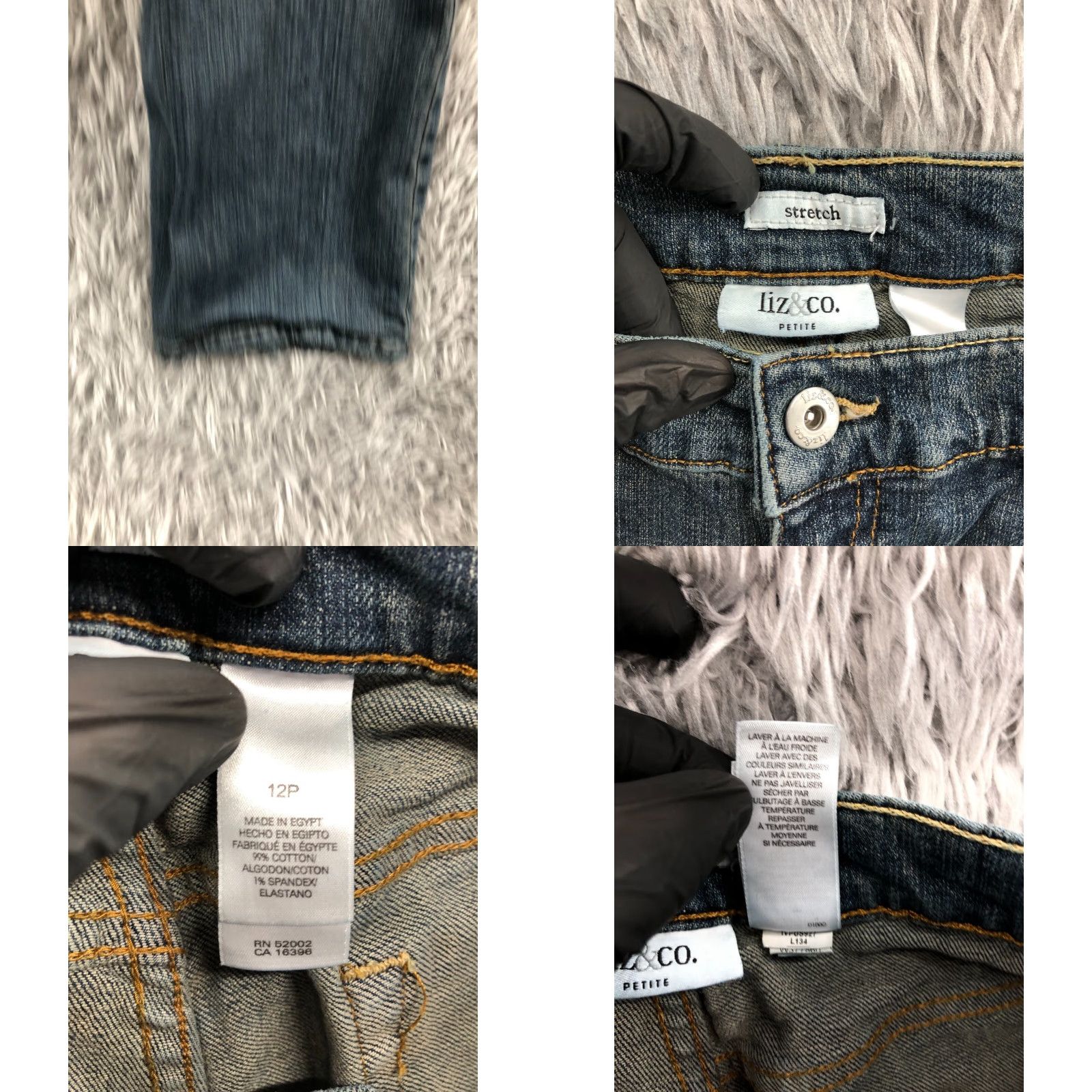 CO Liz & Co Jeans 12P Petite Womens Medium Wash Blue Stretch Cropped Regular Fit 5-Pocket Denim Casual Pants Womens Size 34" / US 12 / IT 48 - 8 Thumbnail