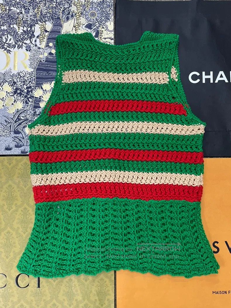 Gucci Gucci Green and red knitted hollow vest Size XS / US 0-2 / IT 36-38 - 2 Thumbnail