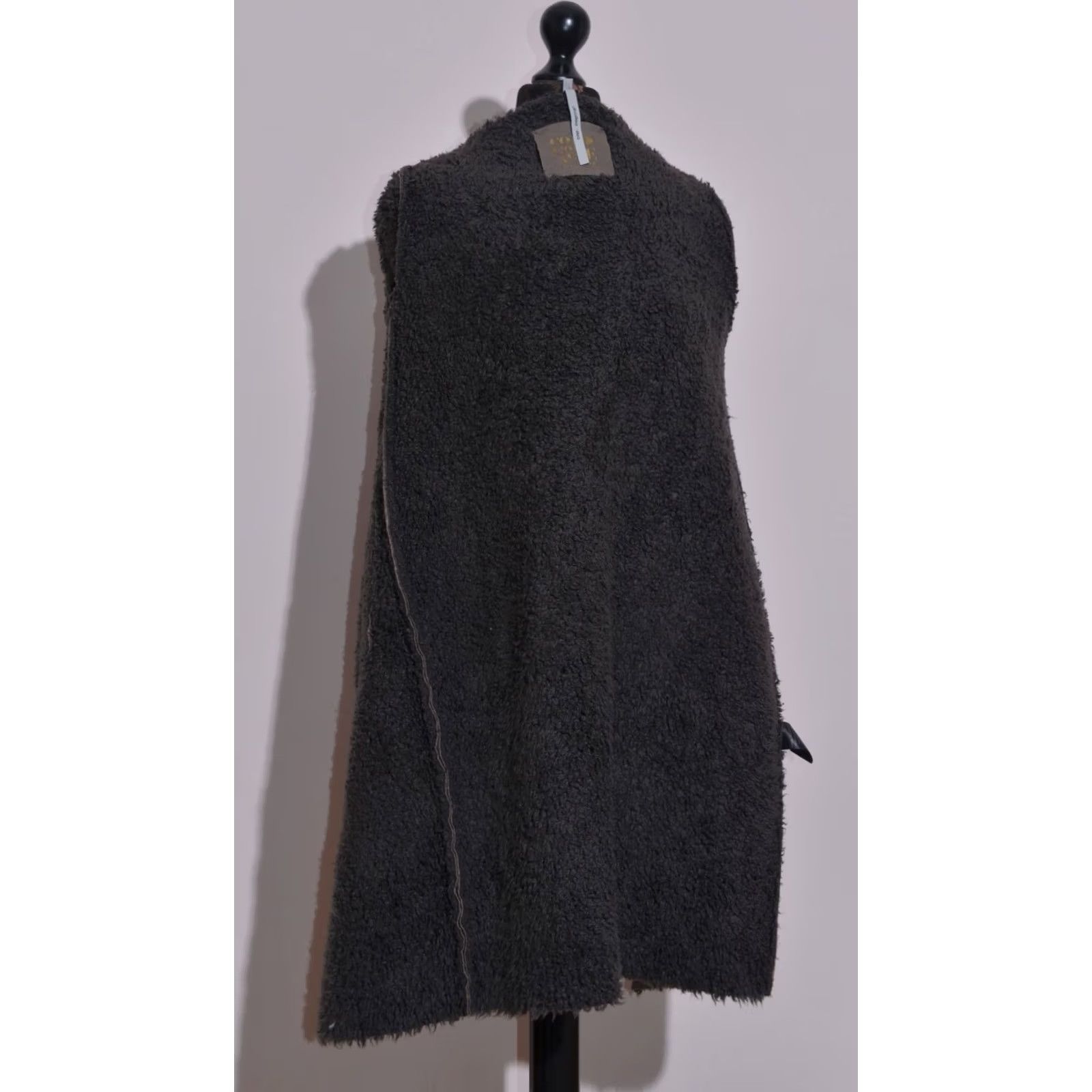 Cop Copine Cop. Copine Shearling Faux Leather Coat Asymmetrical Zip Hooded Jacket Grey 38 S Size S / US 4 / IT 40 - 6 Thumbnail