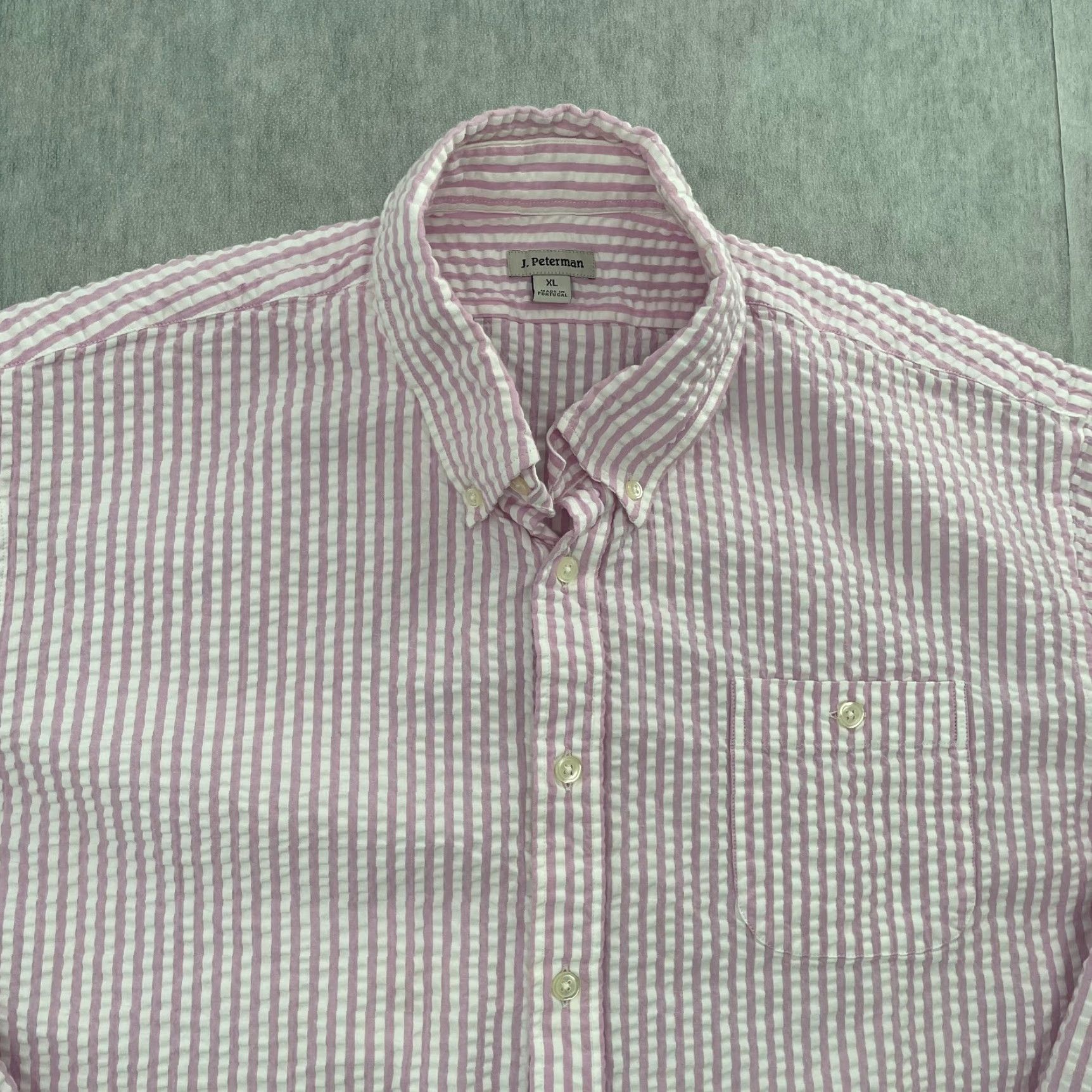 Vintage VINTAGE J. Peterman Shirt Men Button-Down Pink Stripe Seersucker XL Adult Long Sleeve Casual Beachwear Lightweight Cotton Button-Up Mens Size US XL / EU 56 / 4 - 3 Thumbnail