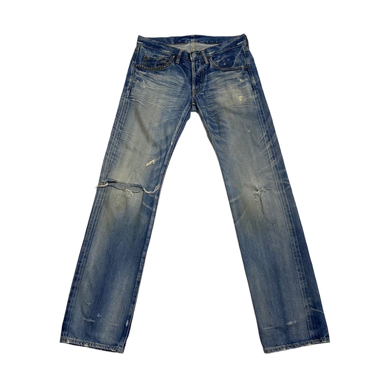 image of Hysteric Glamour Distressed Style Selvedge Denim in Blue, Men's (Size 32)