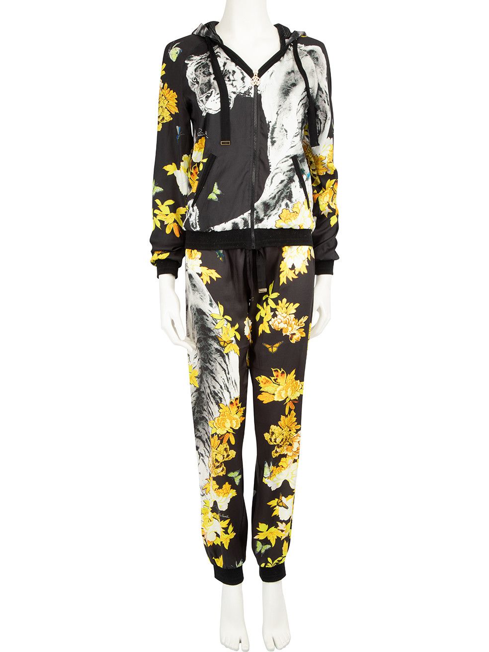 image of Roberto Cavalli Floral Print Jacket & Trousers Set, Women's (Size Medium)