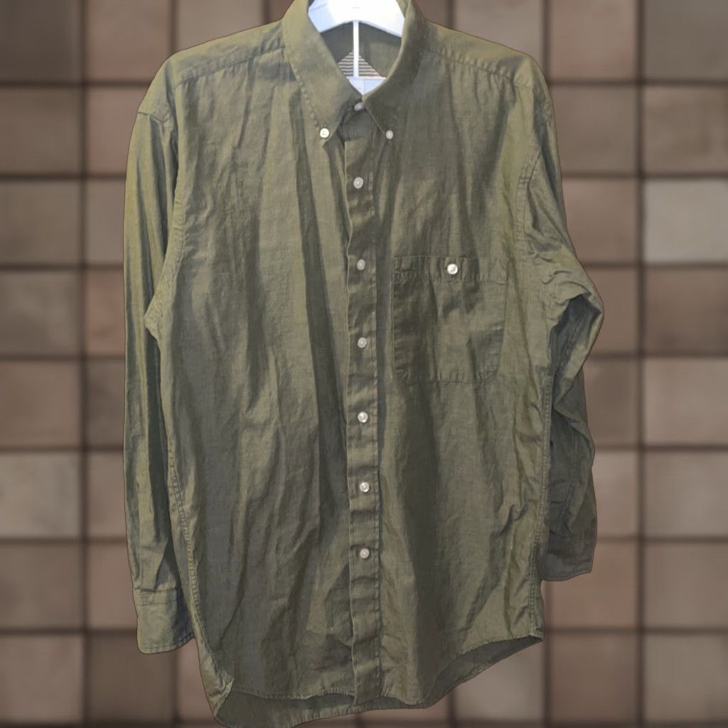 Chaps VINTAGE Ralph Lauren Chaps Men’s Button-Down Shirt Size 15 32-33 Green Cotton Long Sleeve Business Casual Formal Size US M / EU 48-50 / 2 - 1 Thumbnail