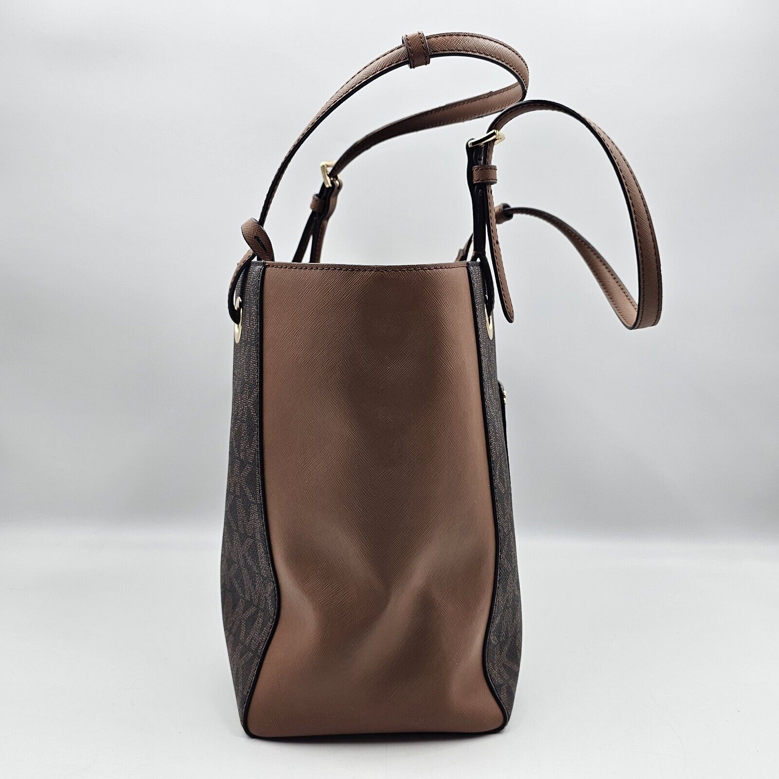 Michael Kors Michael Kors Walsh MK Logo Handbag Tote Purse Brown Tan Gold Size ONE SIZE - 5 Thumbnail