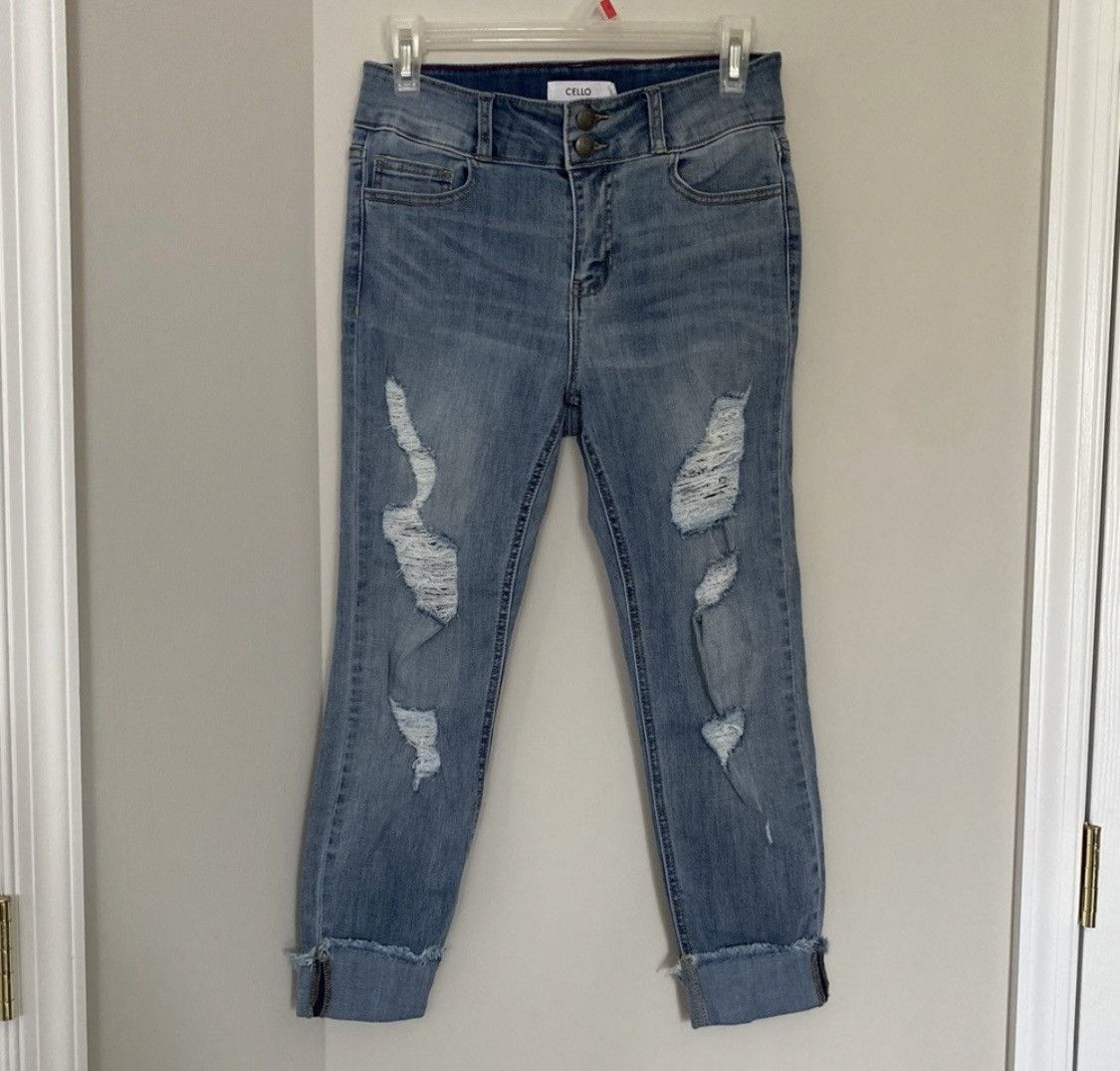 Other DESTROYED DISTRESSED HIGH RISE CROPPED CUFFED ANKLE JEANS Size 28" / US 6 / IT 42 - 2 Thumbnail