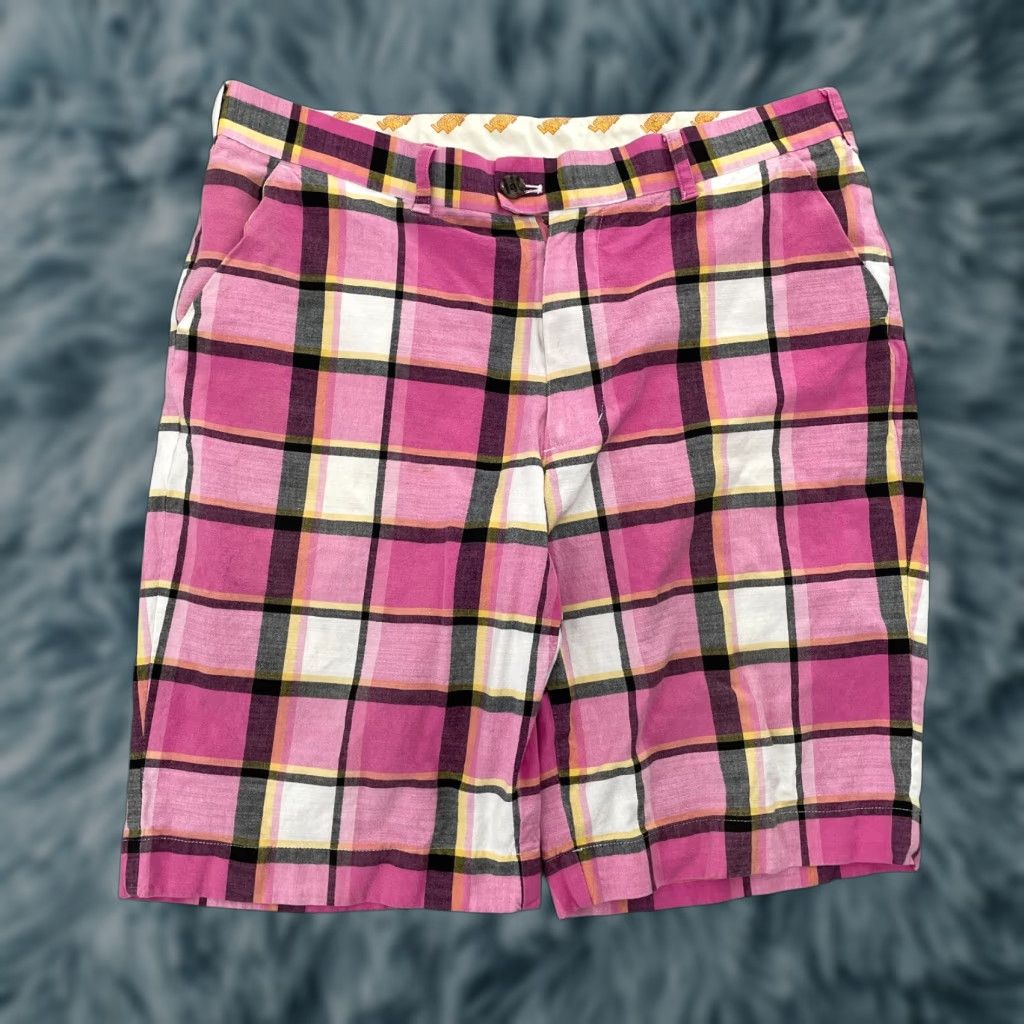 Vintage VINTAGE Loudmouth Golf Shorts Men 36 Pink Plaid Casual Travel Cotton Spandex Bermuda Size US 36 / EU 52 - 1 Thumbnail