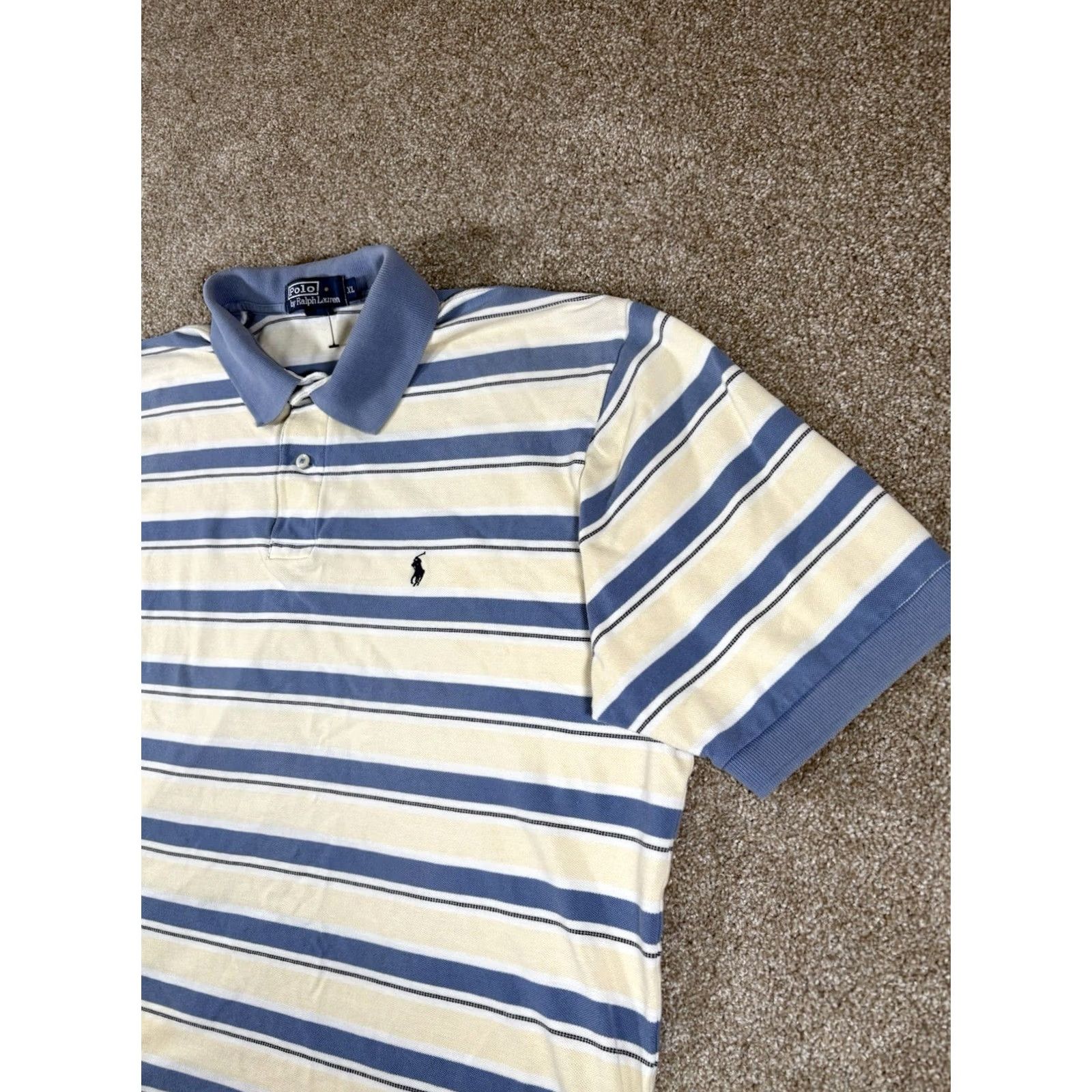 Polo Ralph Lauren VINTAGE Polo Ralph Lauren Rugby Shirt Mens XL Striped Blue Yellow Pony 90's Size US XL / EU 56 / 4 - 2 Thumbnail