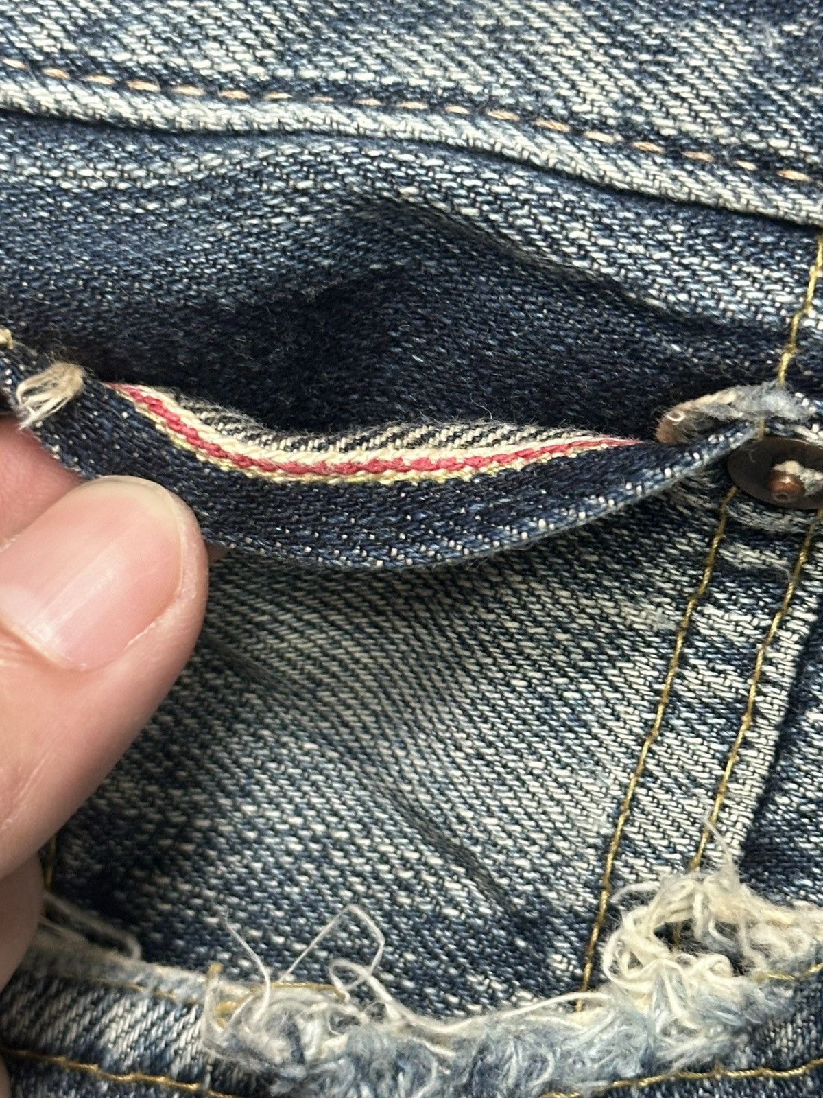 Edwin Vintage Insane Edwin 505z Orange Tab Selvedge Straight Jeans Size US 30 / EU 46 - 11 Thumbnail