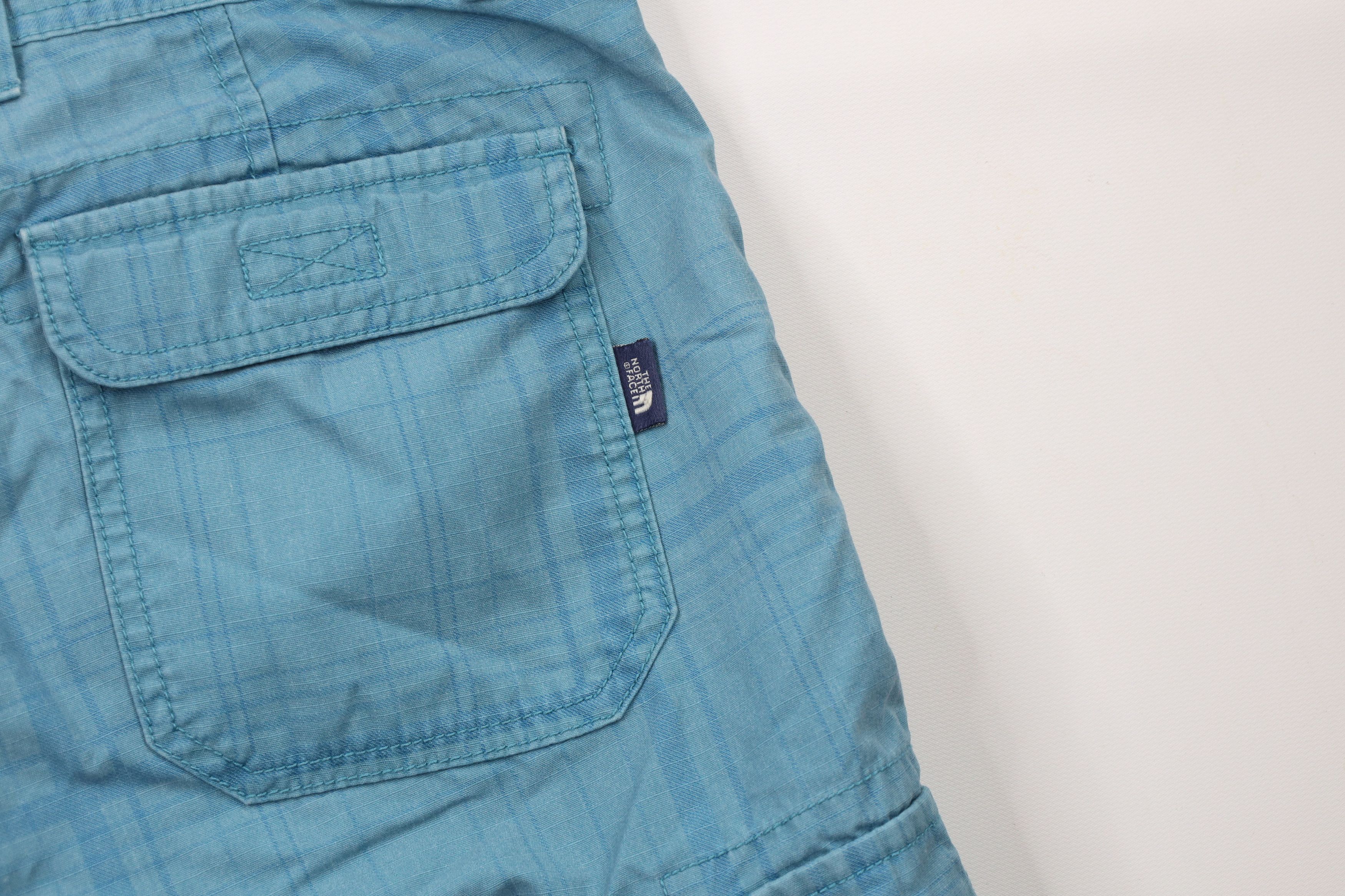 The North Face × Vintage Vintage The North Face Spell Out Cargo Shorts Blue Plaid Size US 34 / EU 50 - 10 Thumbnail