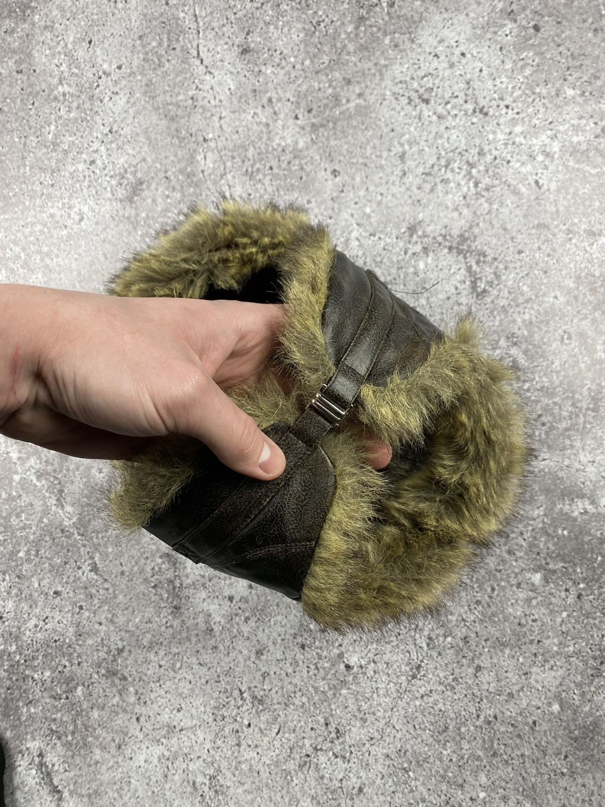Vintage CRAZY Y2K CYBER Fuzzy Leather Mohair Vintage Ushanka Hat Size ONE SIZE - 7 Thumbnail
