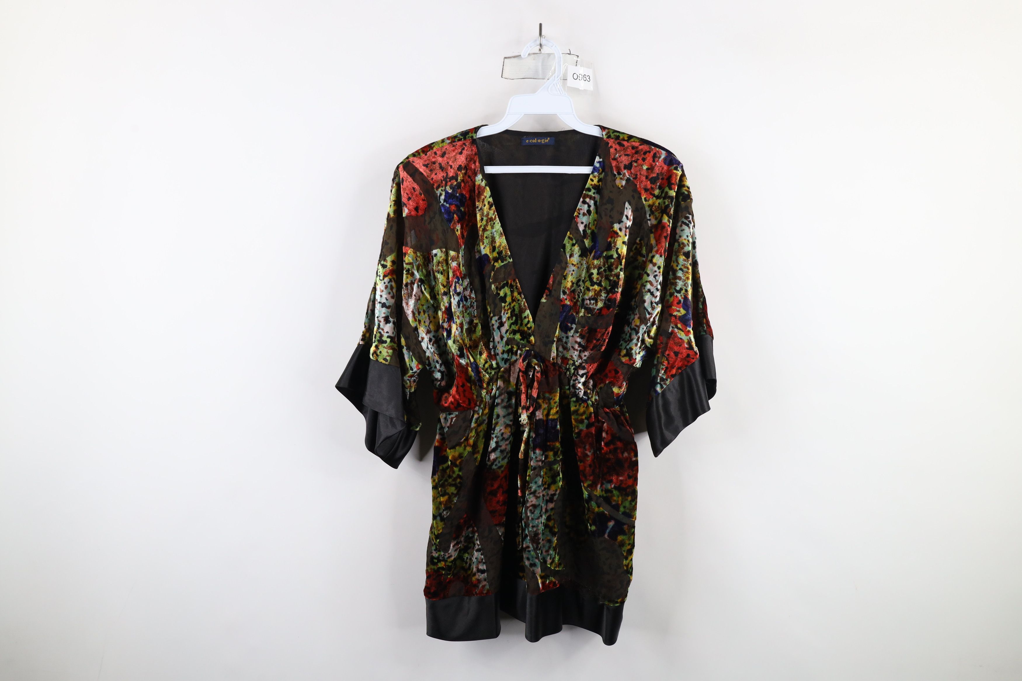 Vintage Vintage 90s Y2K Babydoll Abstract Velour Kimono Style Shirt Size XL / US 12-14 / IT 48-50 - 1 Thumbnail