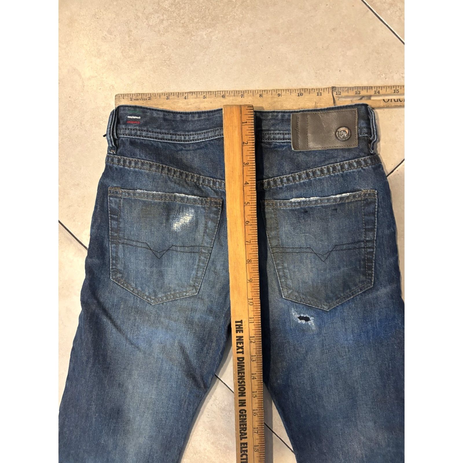 Diesel VINTAGE Diesel Buster Jeans Mens Slim Tapered 26x30 Blue Medium Wash Distressed Denim 28W 30L Pants Men Size US 26 / EU 42 - 7 Thumbnail