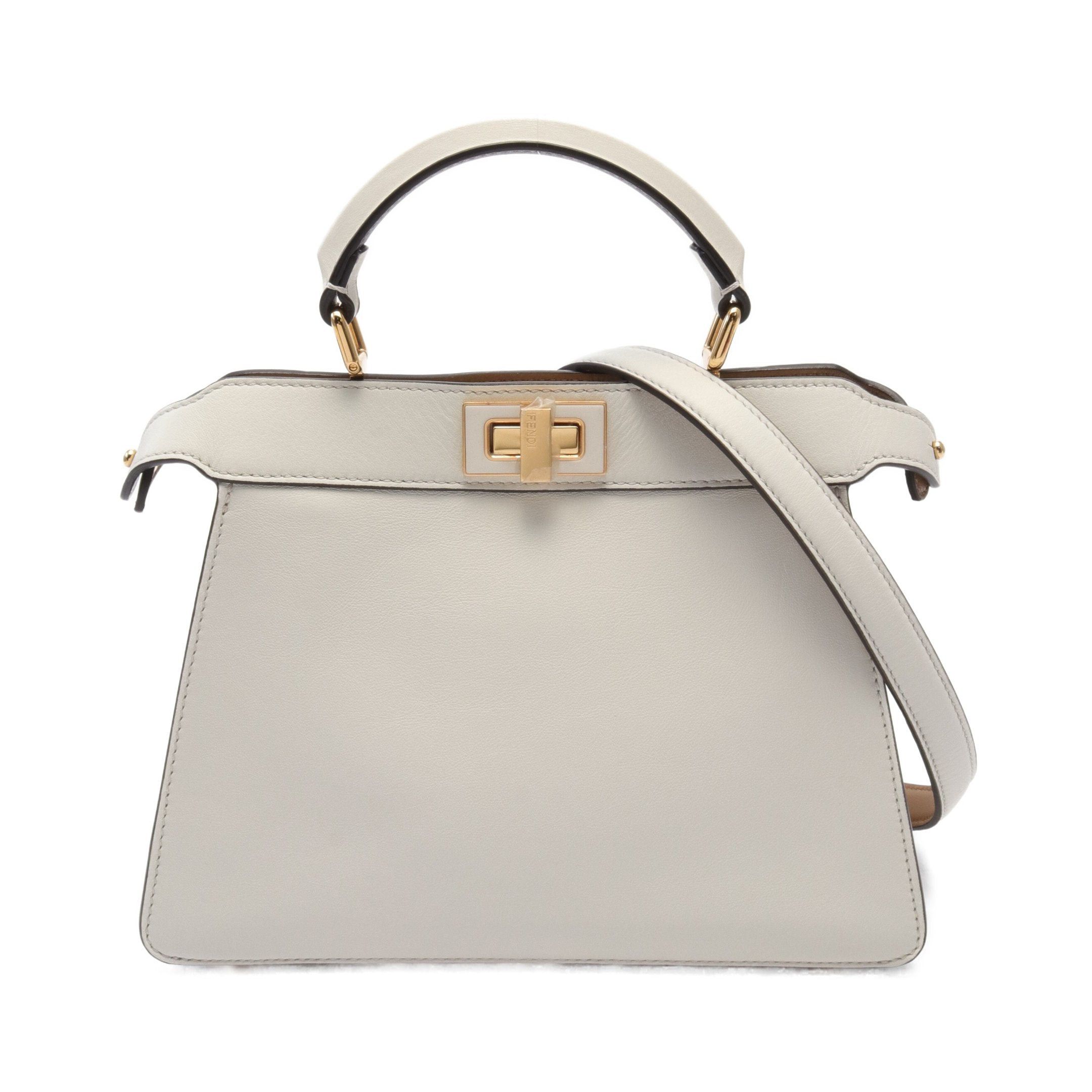 Fendi Fendi Peekaboo Isee U Small Selleria Handbag Leather Off White Gray Brown Size ONE SIZE - 1 Thumbnail