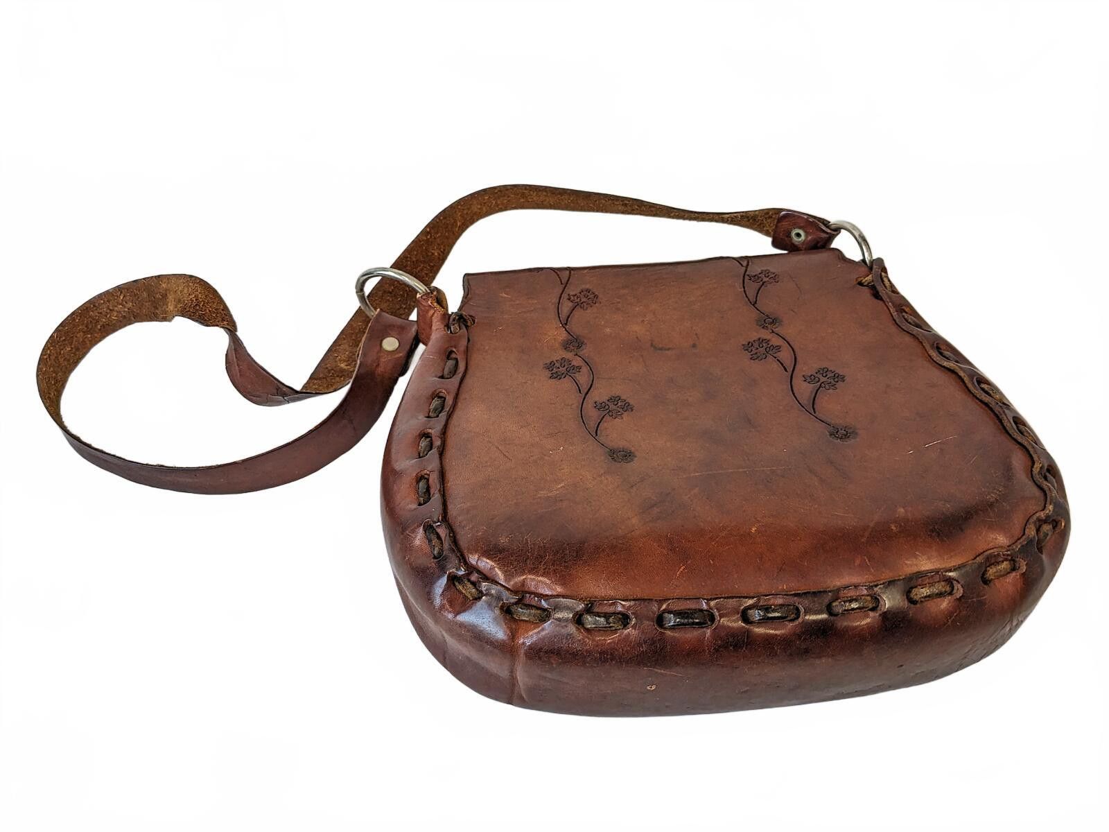 Vintage Vintage Handmade Handbag Women Canada Boho '70s Aged Leather Size ONE SIZE - 4 Thumbnail