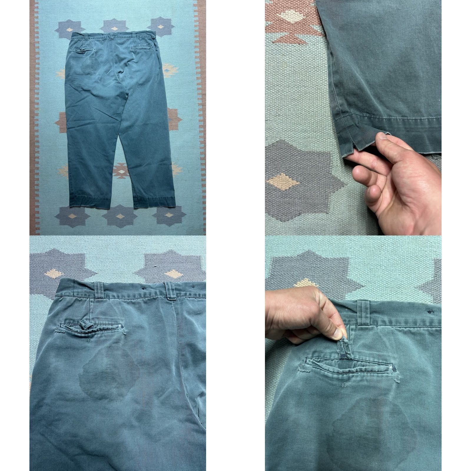 Vintage VINTAGE 1950s Chino Twill Work Pants Sage Green Sail Cloth Talon Zip 40x29 Men Pants Size US 40 / EU 56 - 8 Thumbnail