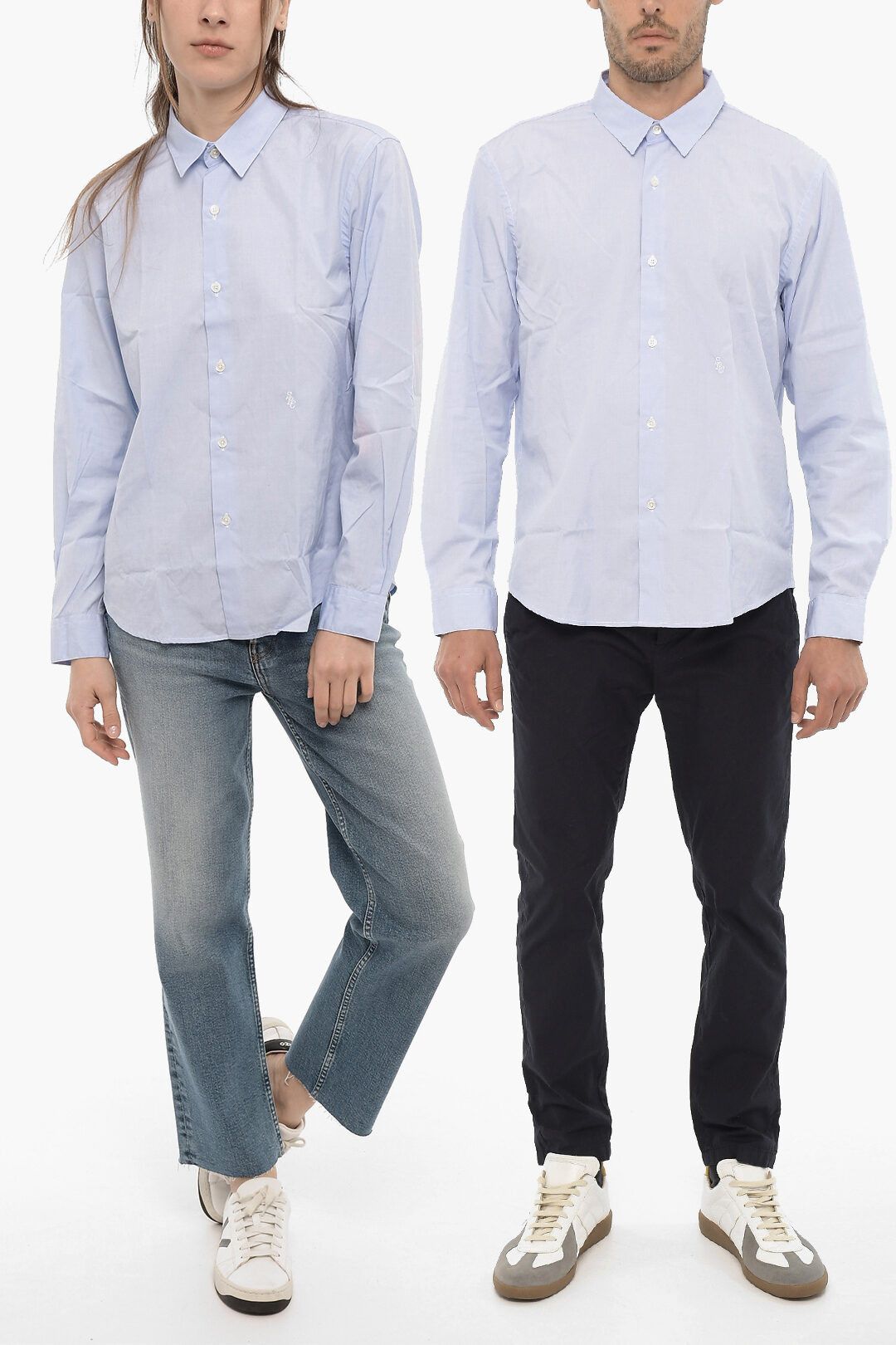 image of Sporty Rich Og1Mm0524 Poplin Cotton Charlie Unisex Shirt In Blue, Men's (Size XS)