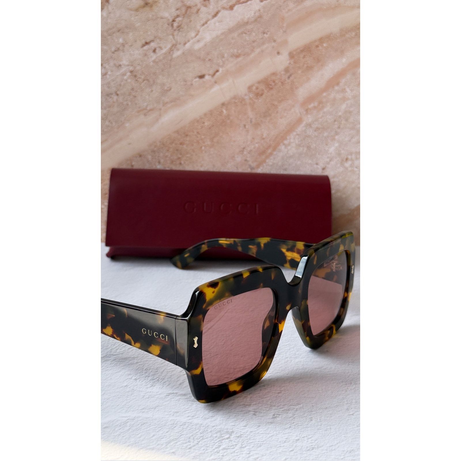 Gucci NEW Gucci GG1111S Brown Red Lens Oversized Sunglasses Size ONE SIZE - 4 Thumbnail