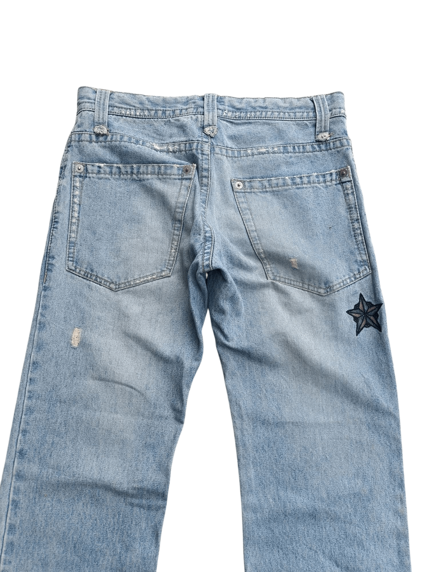 Japanese Brand × Vintage VTG FLARED Japanese Brand Distressed Embroidery Denim E222 Size US 31 - 11 Thumbnail