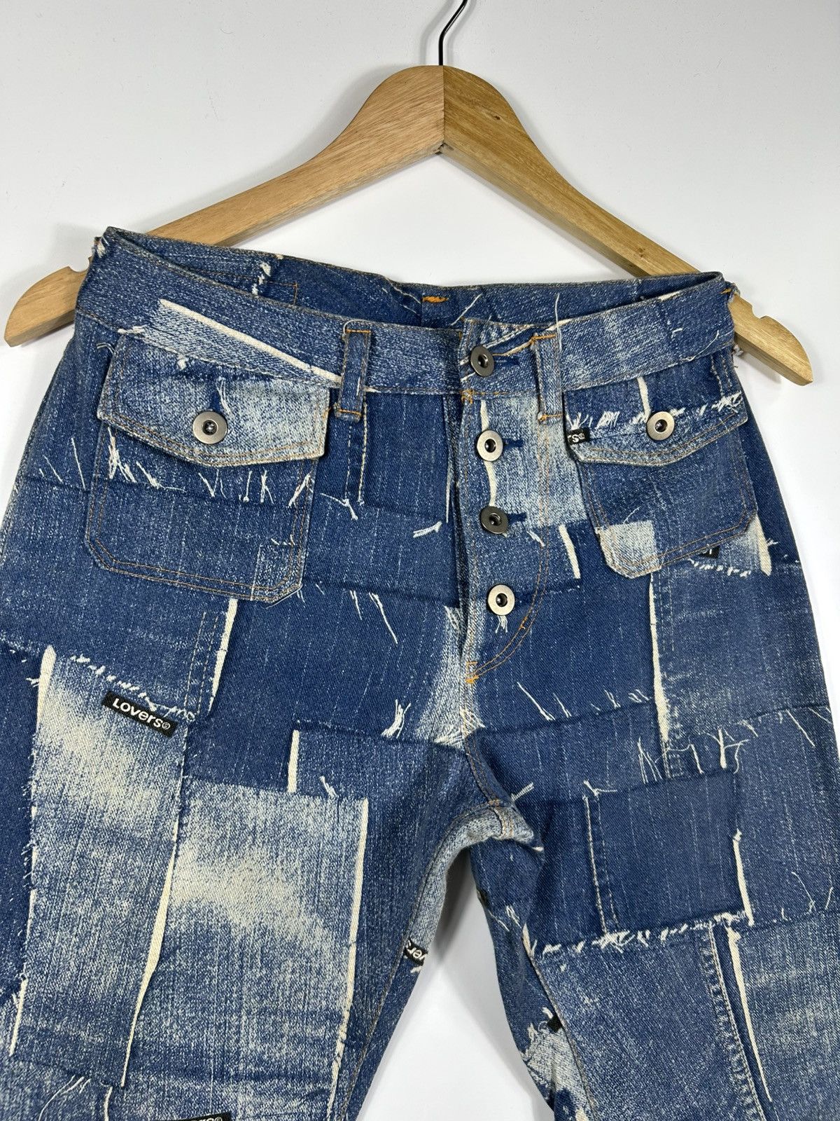Super Lovers 🔥Vintage Y2K Super Lover Pacthwork Flared Denim Size 28" / US 6 / IT 42 - 8 Thumbnail