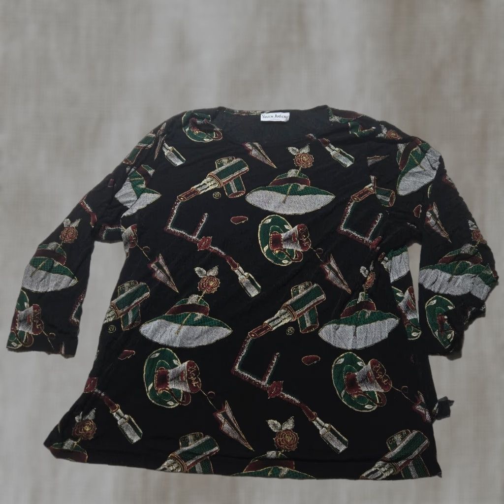 Vintage VINTAGE Sharon Anthony Shirt Women 24W Black Long Sleeve Button-Up 90s Womens Size 4XL / US 24-26 - 1 Thumbnail