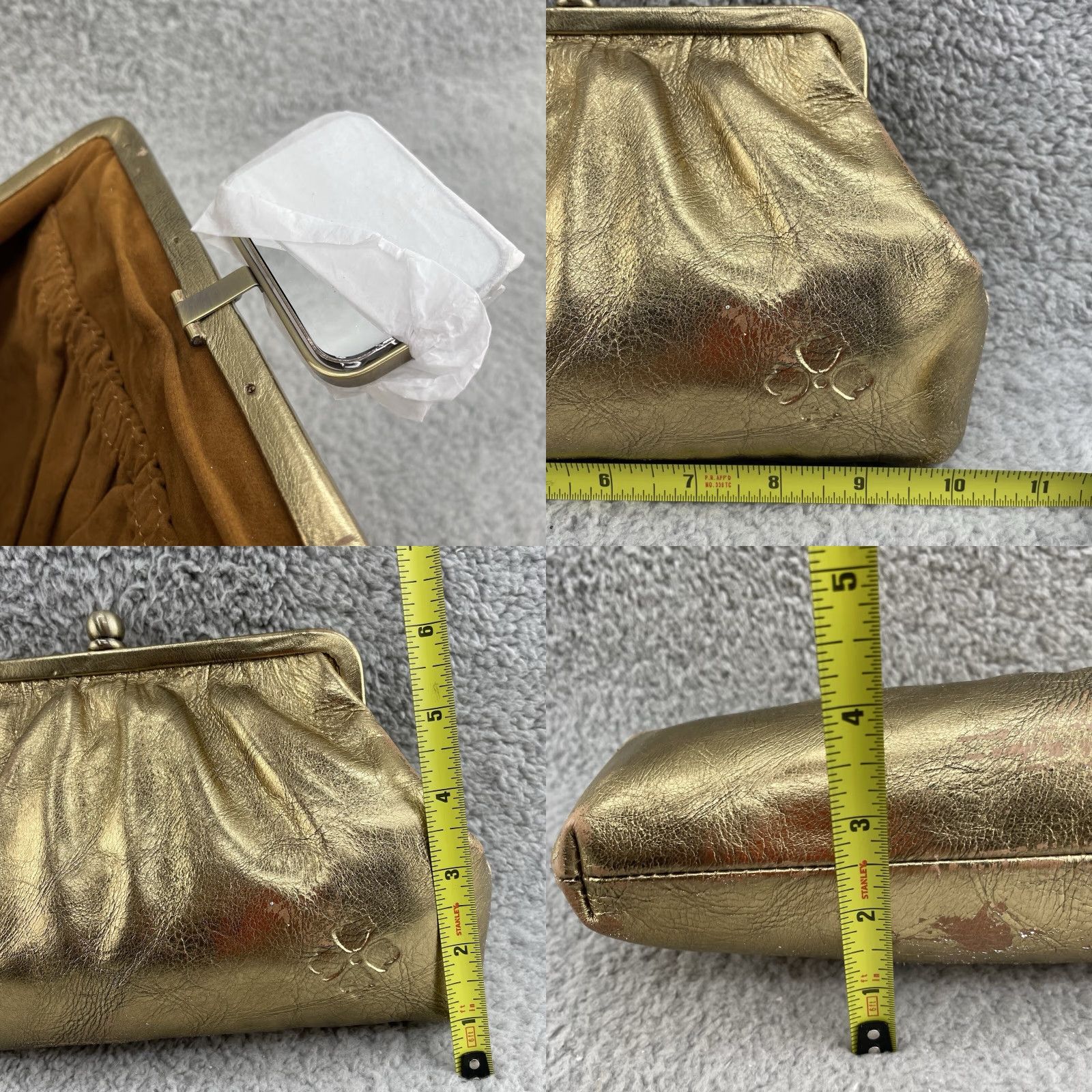 Patricia Nash VINTAGE Patricia Nash Cross Body Bag Purse Distresseed Metallic Leather Antique Gold Size ONE SIZE - 8 Thumbnail