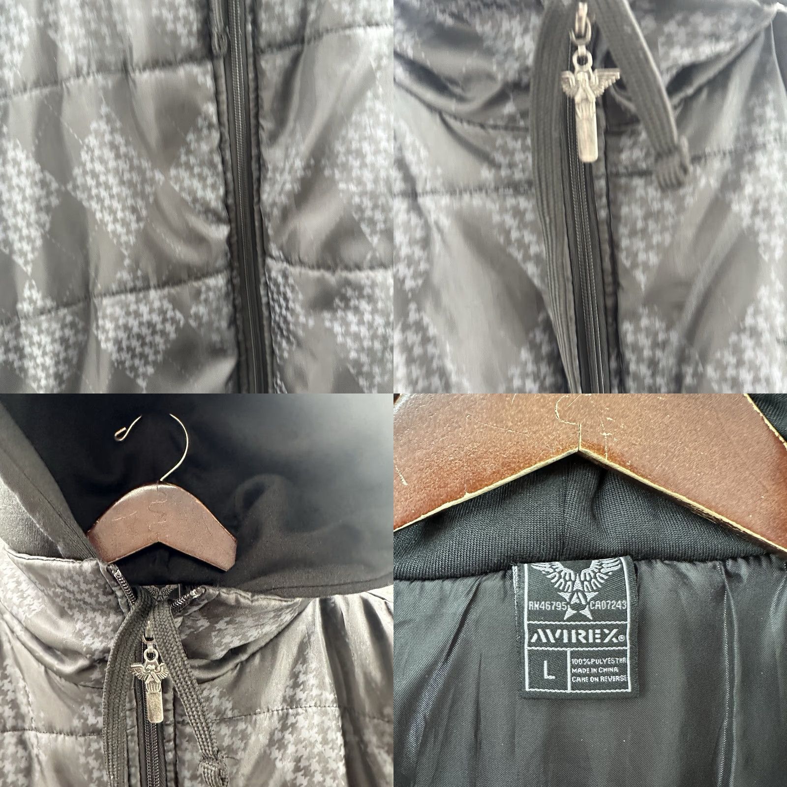 Avirex AVIREX Jacket Mens L Black Quilted Puffer Coat Full Zip Vintage Style 90s Preppy Retro Stand-Up Collar Mid-Length 48 in Chest Mens Size US L / EU 52-54 / 3 - 8 Thumbnail
