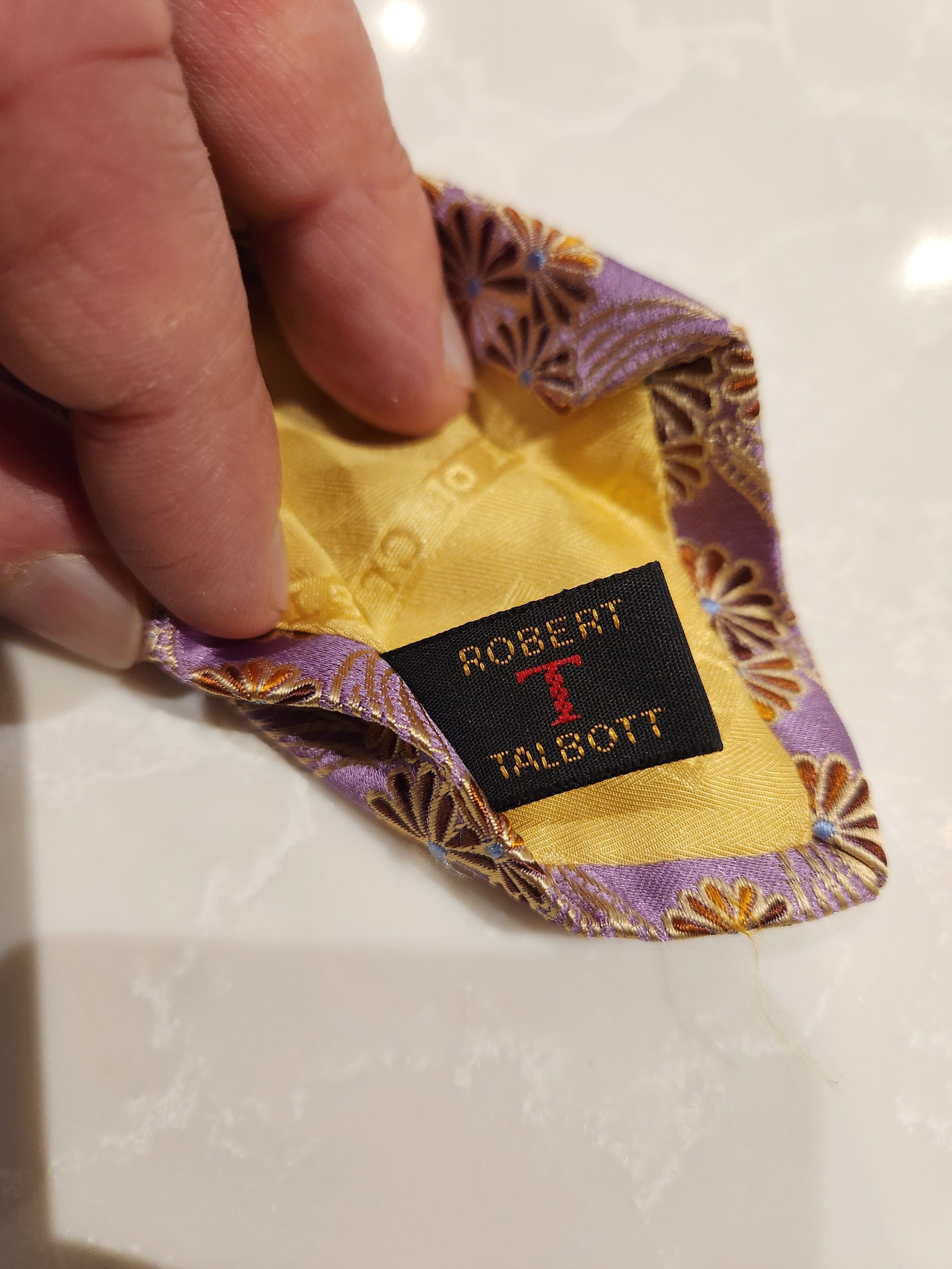 Robert Talbott BEST IN CLASS Purple Gold Floral Pattern Tie Size ONE SIZE - 2 Thumbnail