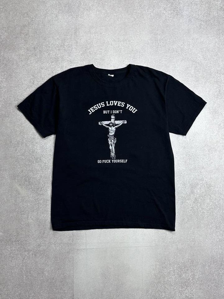 Vintage Vintage Jesus Loves You Humour Grunge T-shirt L Size US L / EU 52-54 / 3 - 1 Thumbnail