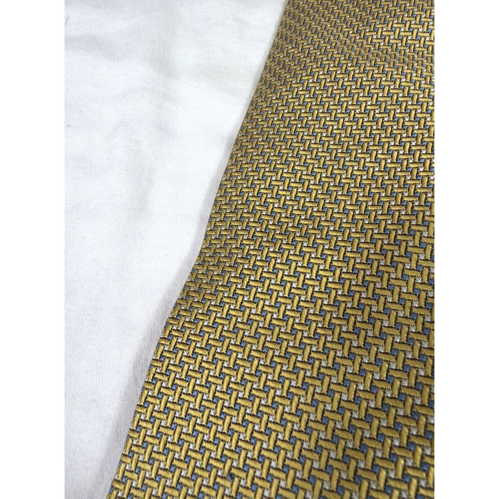 Brooks Brothers Brooks Brothers Tie Men Gold Blue Polyester Geometric Pattern Adult Neckwear Size ONE SIZE - 5 Thumbnail