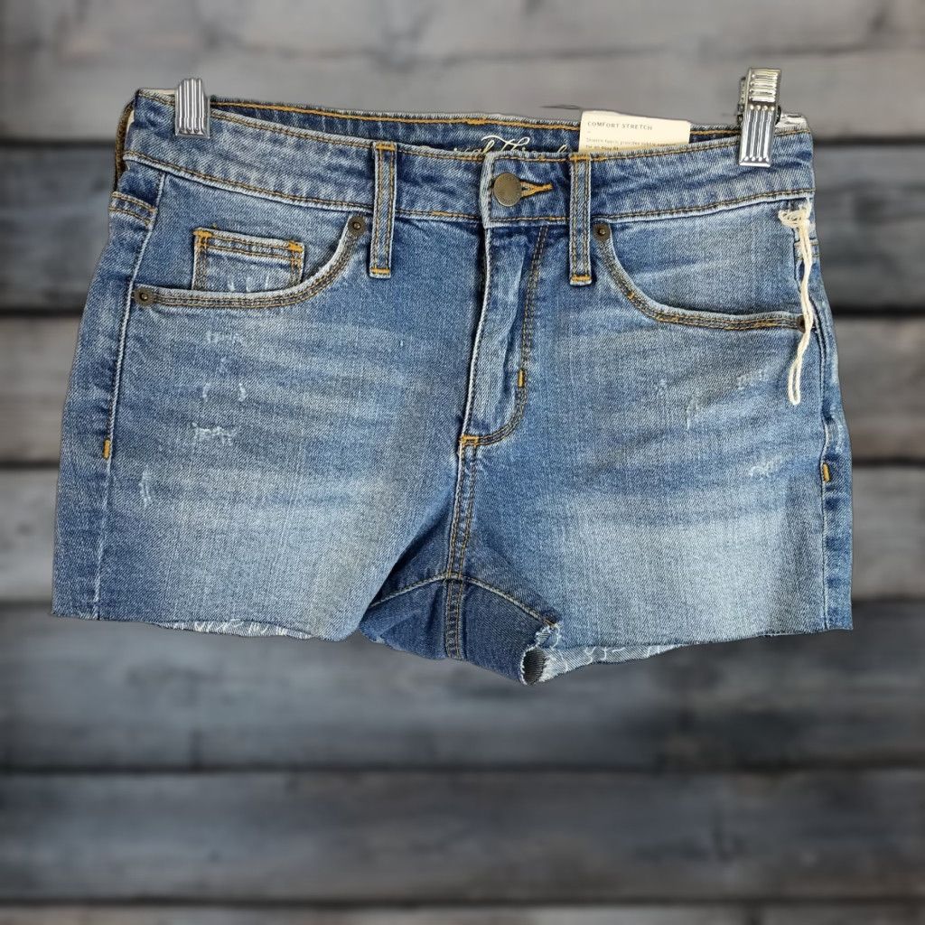 Vintage Universal Threads Womens Denim Shorts Sz 0 Blue High Rise Shortie Shorts Size 25" / US 0 / IT 36 - 1 Thumbnail