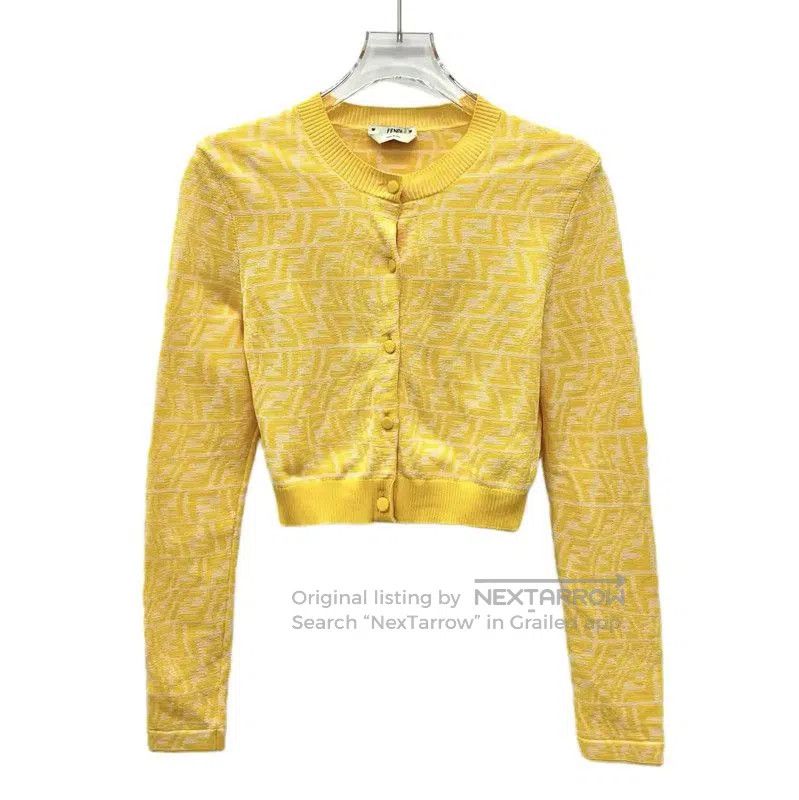 Fendi Fendi Yellow Knit Cardigan for Women . Size XS / US 0-2 / IT 36-38 - 1 Thumbnail