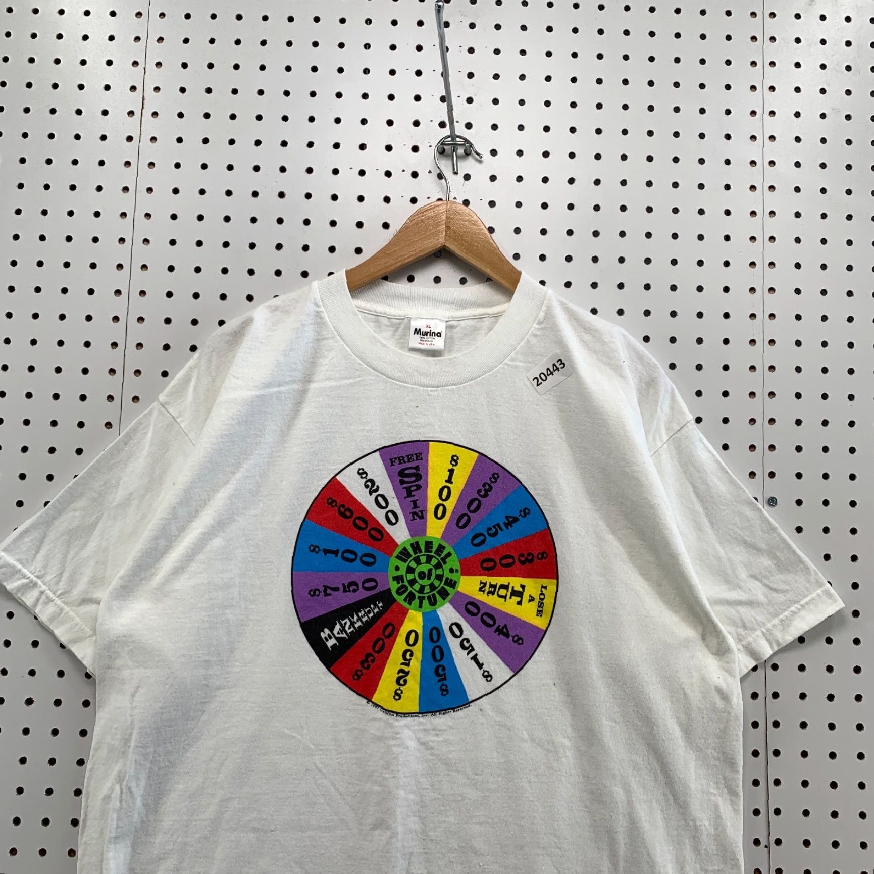 Vintage VINTAGE Wheel Of Fortune T-Shirt White Pinwheel Graphic Adult XL 23.5x30 90s Men Mens Size US XL / EU 56 / 4 - 3 Thumbnail