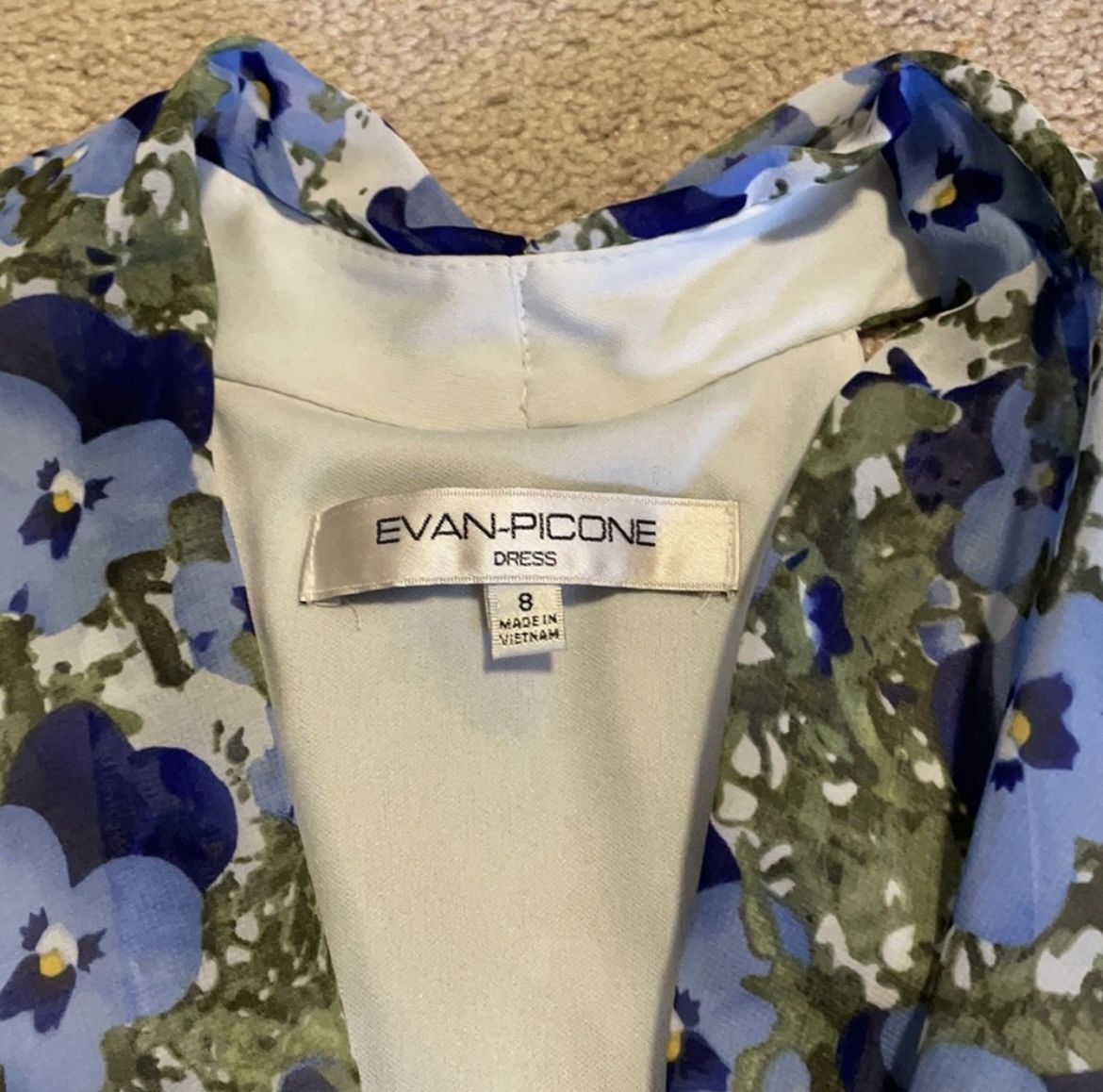 Evan Picone Evan Picone Blue Flowery Dress Size M / US 6-8 / IT 42-44 - 2 Thumbnail