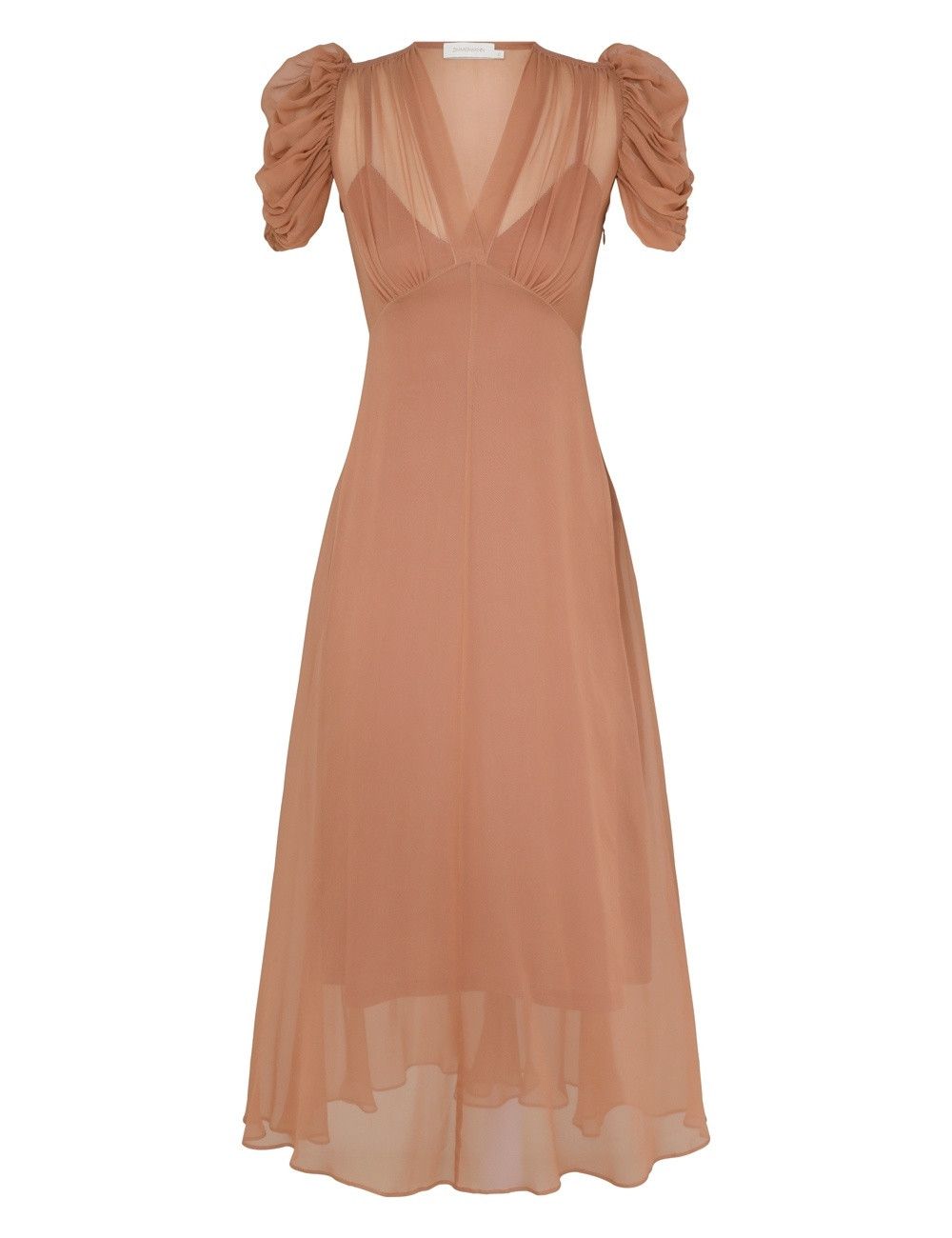 Zimmermann oc11z0825 Eden Gather Sleeve Midi Dress in Biscuit Size L / US 10 / IT 46 - 1 Thumbnail