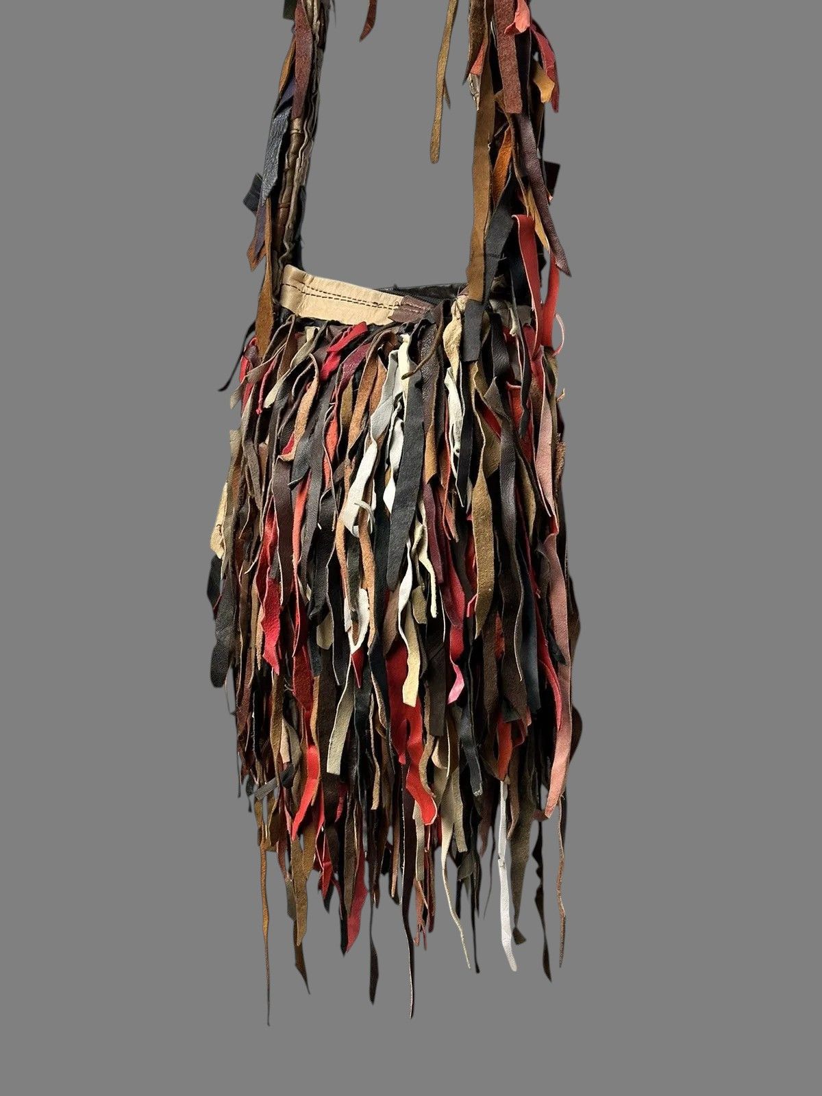 KMRii Artisan Multi Leather Fringe Bag Avantgarde Style Size ONE SIZE - 6 Thumbnail