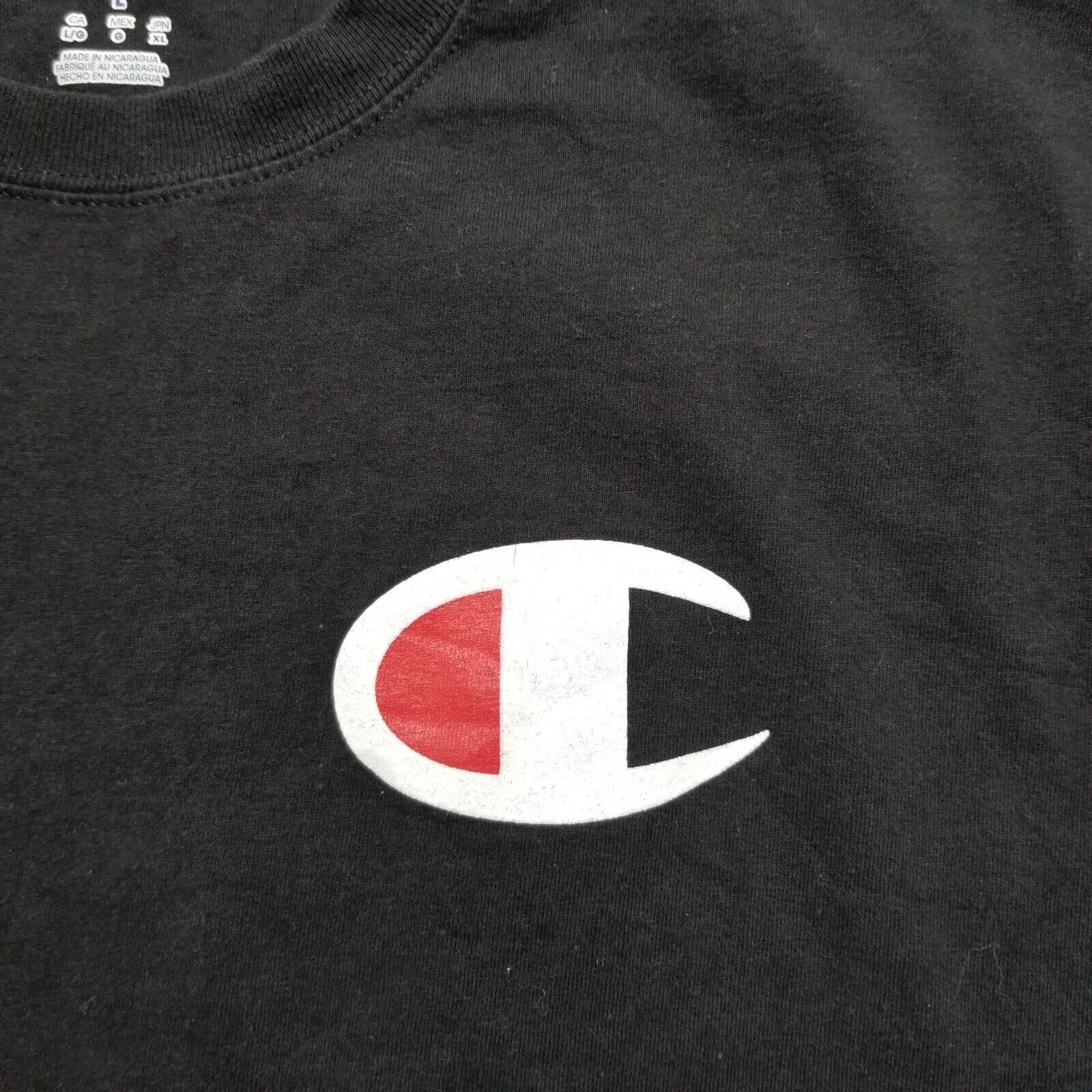 Champion Champion Shirt Mens Large Black Short Sleeve Crew Neck Logo ...