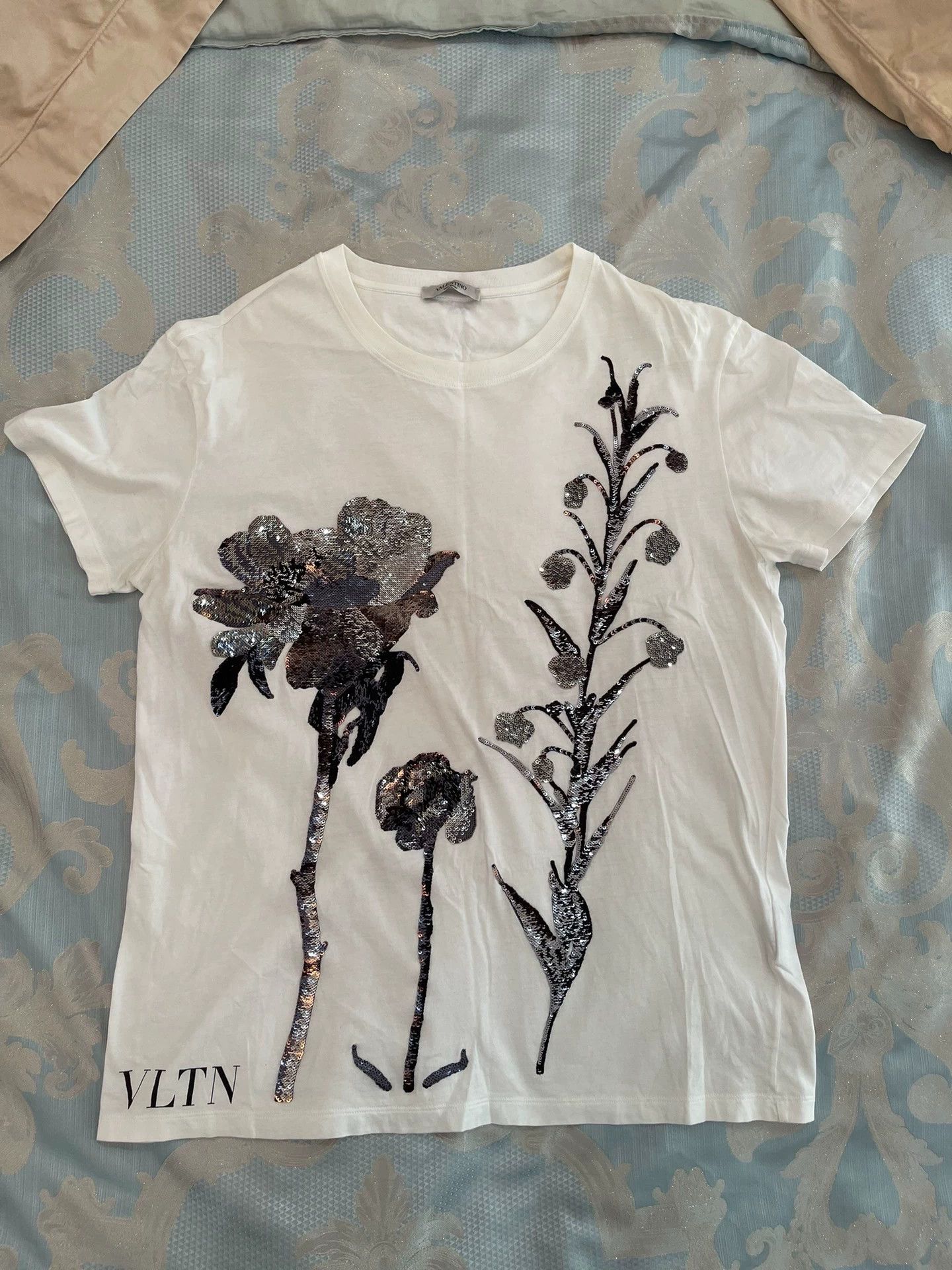 Valentino Valentino T-Shirt Sequin-Embroidered Rose Color-Blocked L Size US L / EU 52-54 / 3 - 2 Thumbnail