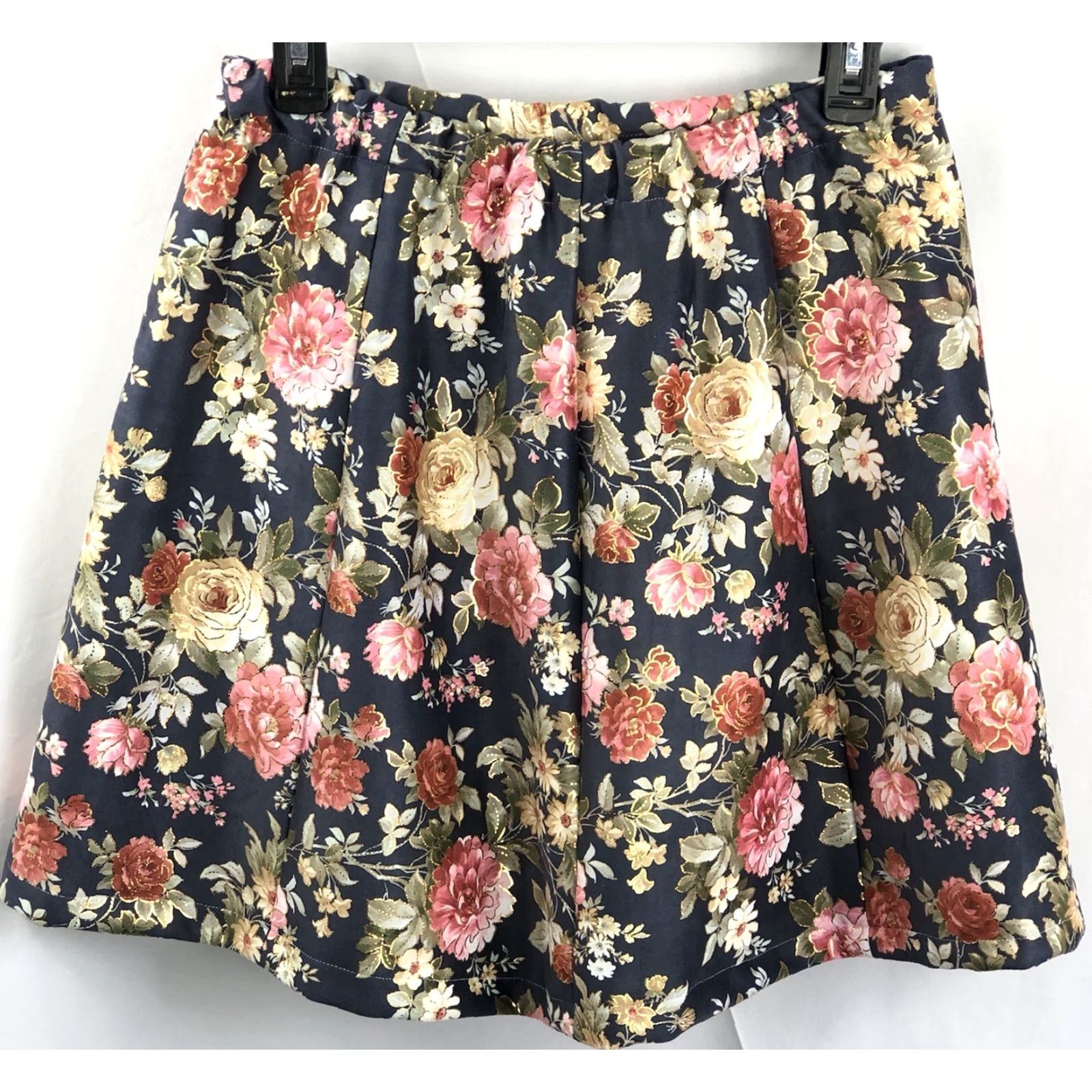 Vintage VINTAGE Handmade Skirt M Blue/Pink Floral Peasant Boho 28" Elastic Waist Fairy Size 32" / US 10 / IT 46 - 3 Thumbnail