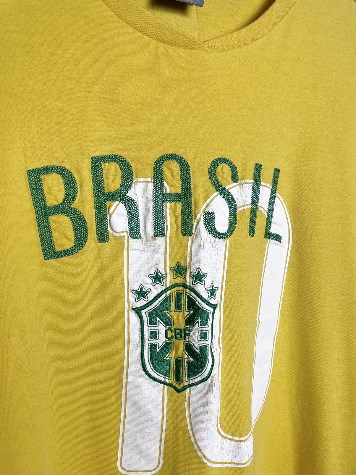 Corteiz × Nike VINTAGE 🇧🇷 Nike Brasil Football Form jersey yellow Tee Size US XL / EU 56 / 4 - 4 Thumbnail