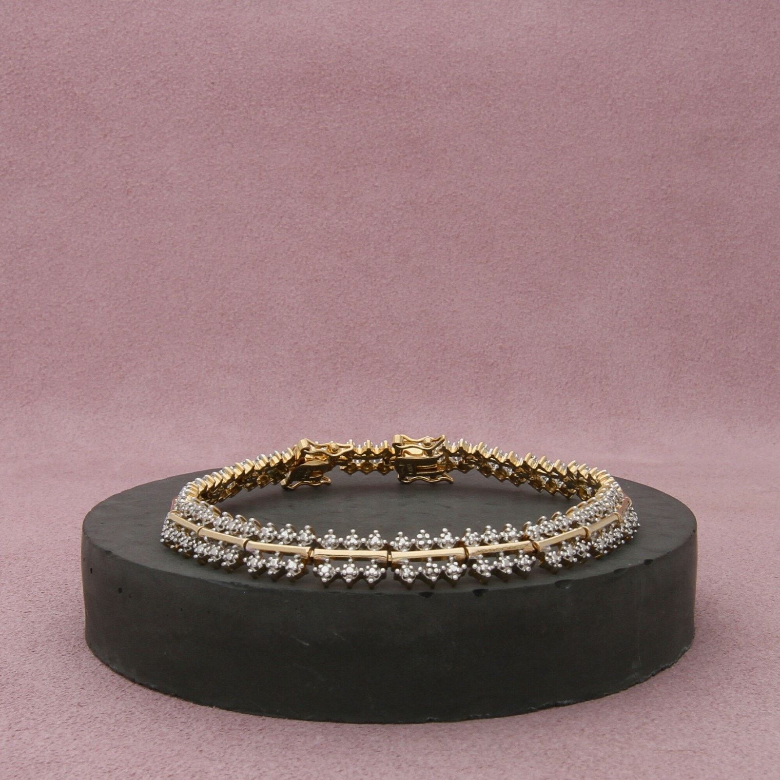 Sterling Silver sterling silver gold plate diamond tennis bracelet 7.25-8in Size ONE SIZE - 1 Thumbnail