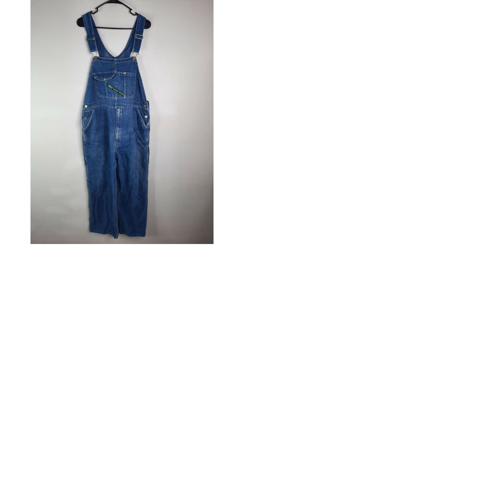 Vintage VINTAGE Key Imperial Overall Coverall Denim Hi-Back Bib Men 40x29 38W X 27L USA Zip Fly Button & Zip Blue Denim Cotton Regular Mens Overalls Size US 38 / EU 54 - 9 Thumbnail